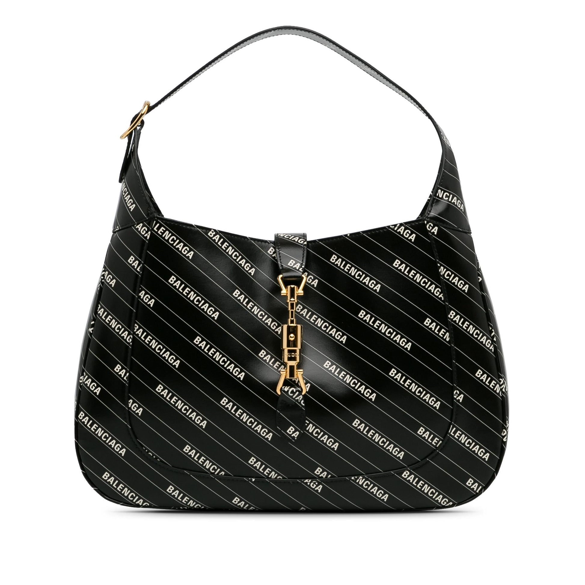 Gucci x Balenciaga Hacker Project Jackie Calf Black Medium Satchel Bag