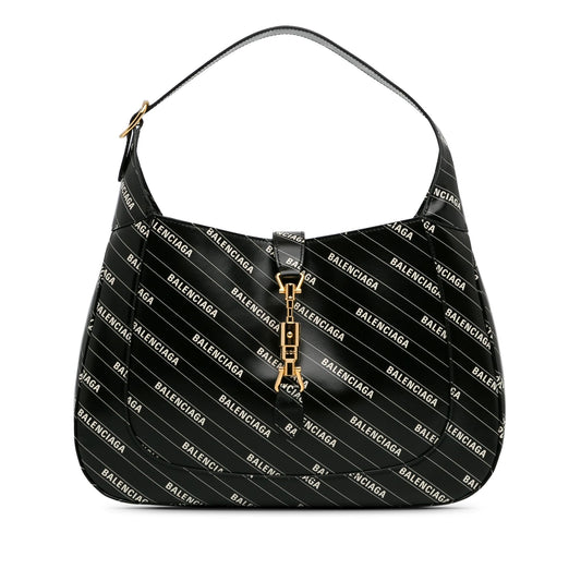 Gucci x Balenciaga Hacker Project Jackie Calf Black Medium Satchel Bag