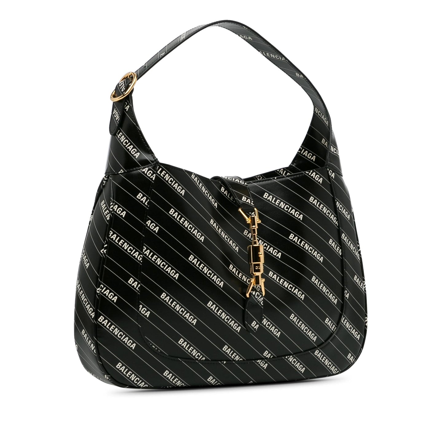 Gucci x Balenciaga Hacker Project Jackie Calf Black Medium Satchel Bag