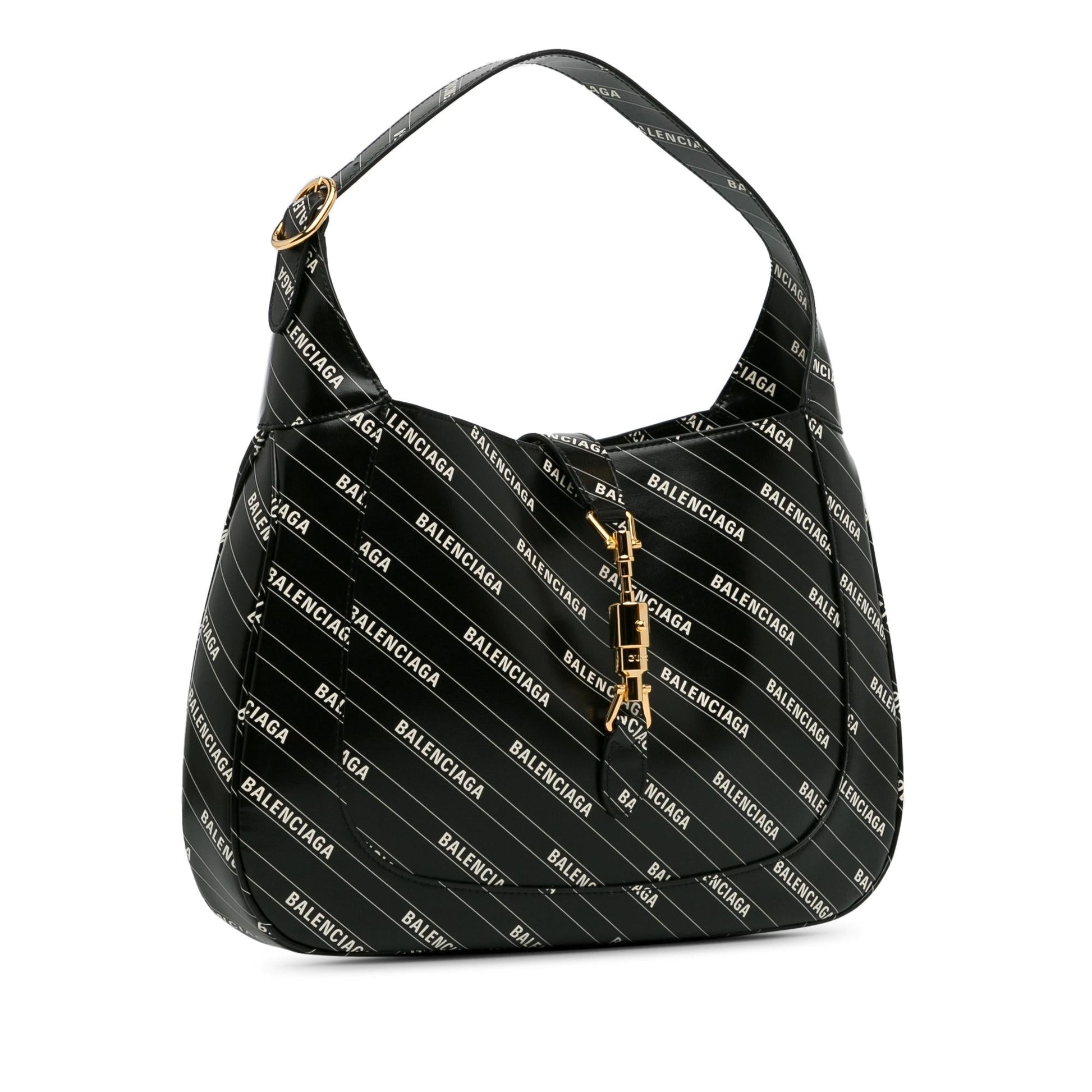 Gucci x Balenciaga Hacker Project Jackie Calf Black Medium Satchel Bag