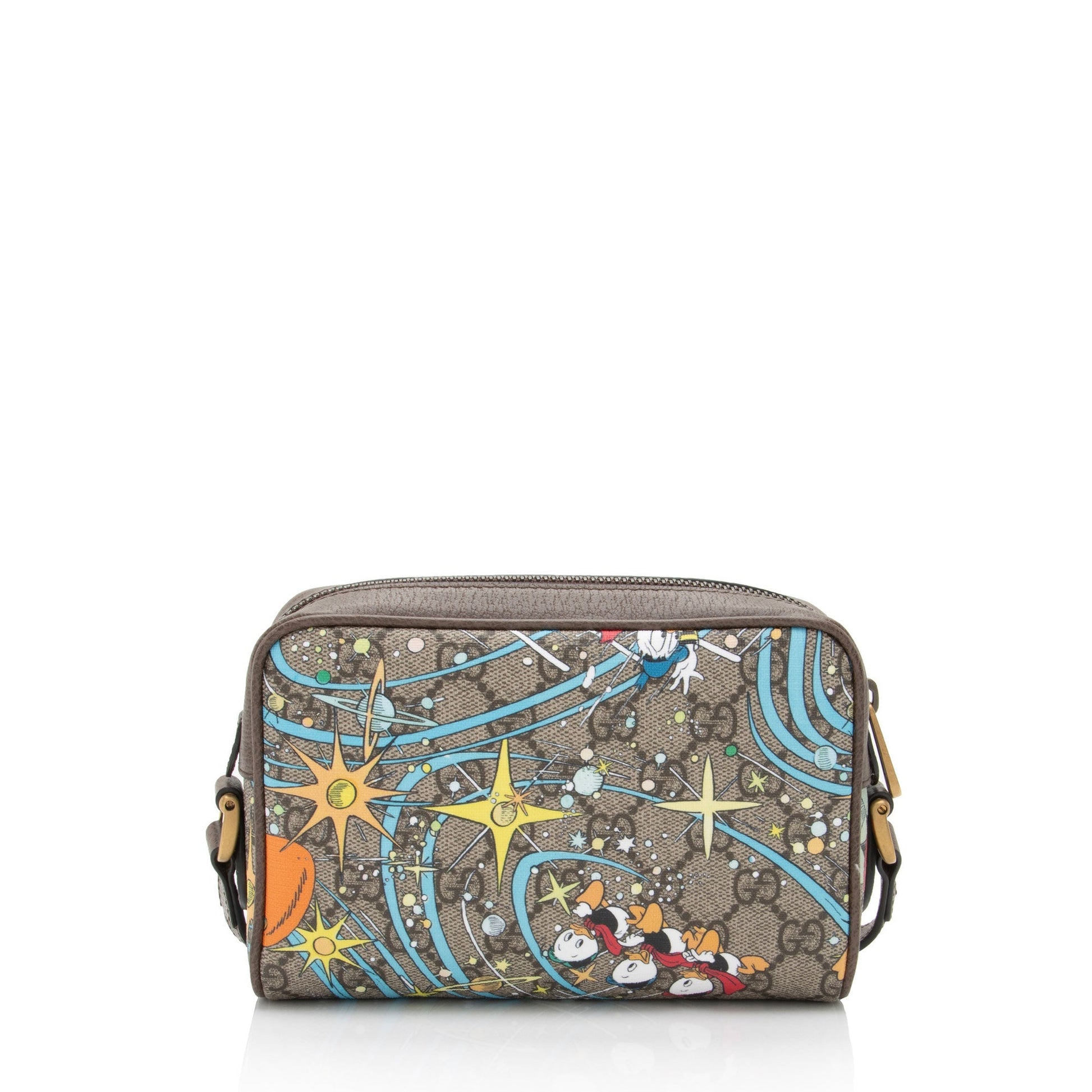 Gucci x Disney GG Supreme Donald Leather Canvas Brown Beige Crossbody Bag