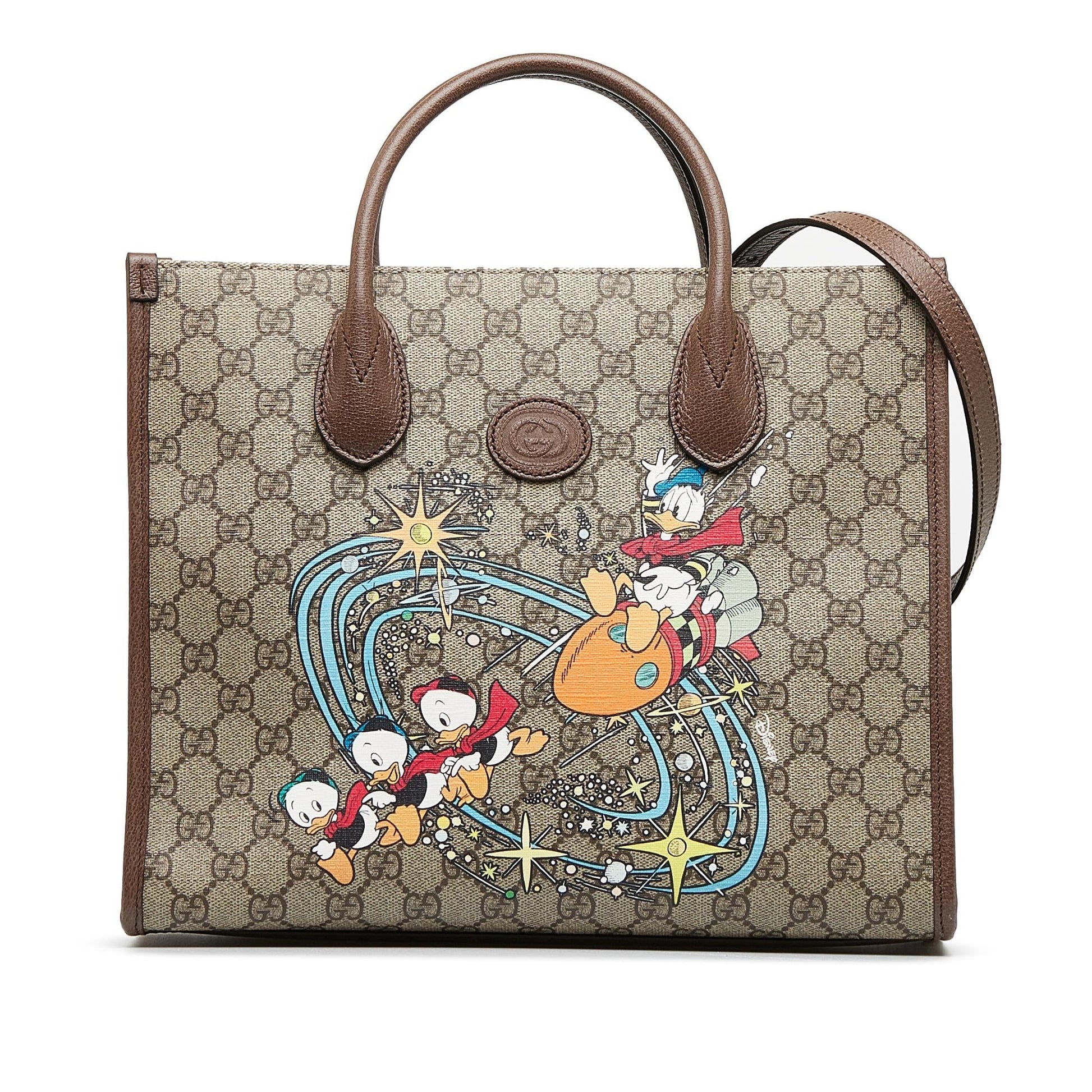 Gucci x Disney GG Supreme Donald Canvas Brown Tote Bag