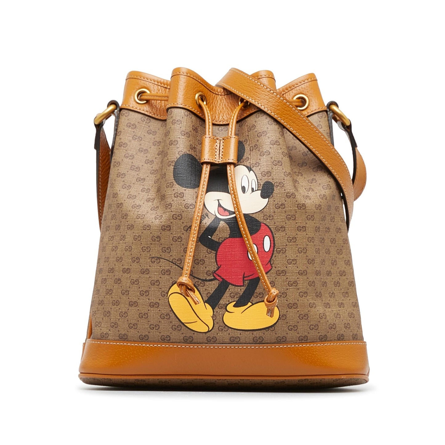 Gucci x Disney GG Supreme SHG-USm5CD Canvas Brown Small Bucket Shoulder Bag