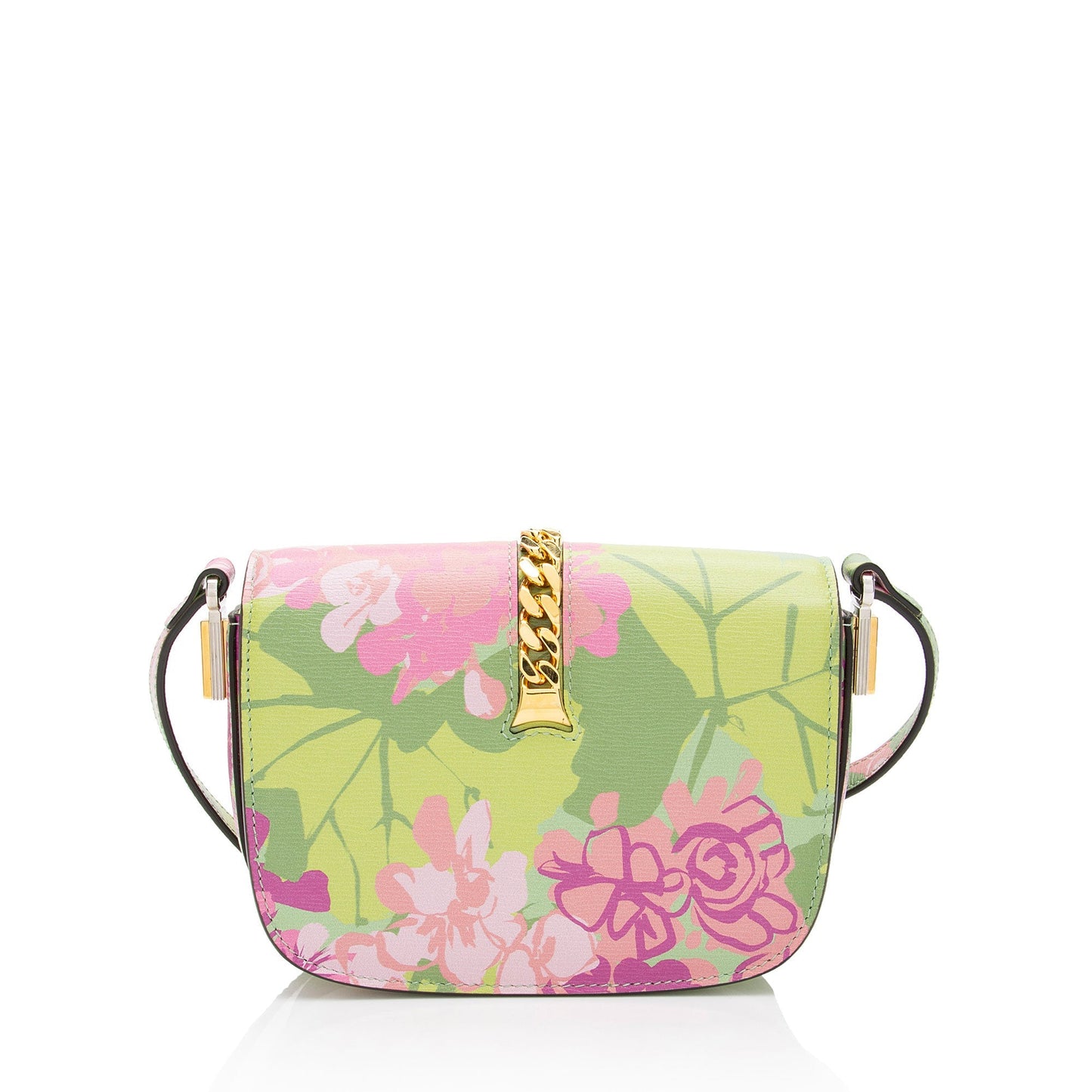 Gucci x Ken Scott Floral Sylvie Leather Pink Green Mini Crossbody Bag