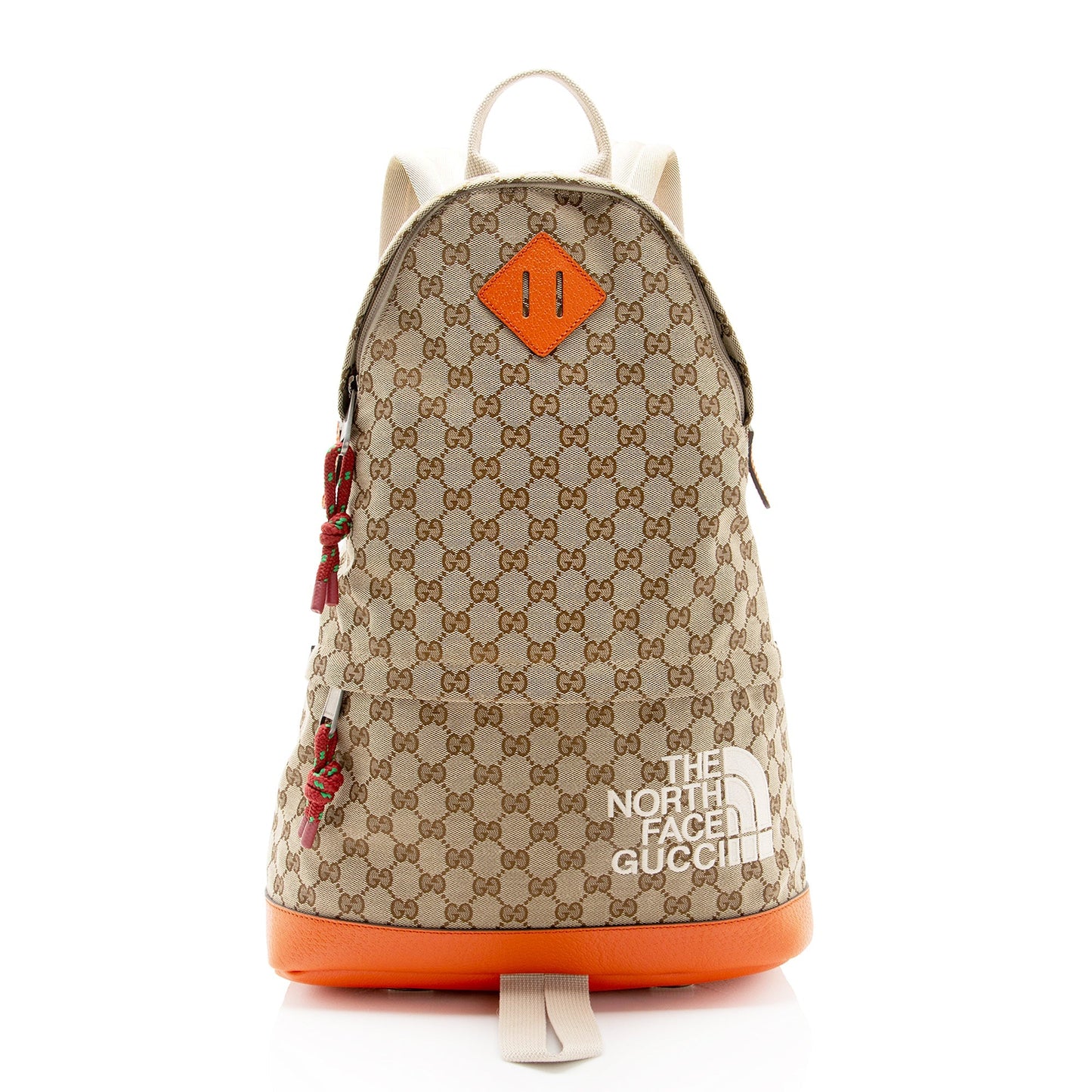 Gucci x North Face GG Backpack Leather Canvas Nylon Beige Shoulder Bag