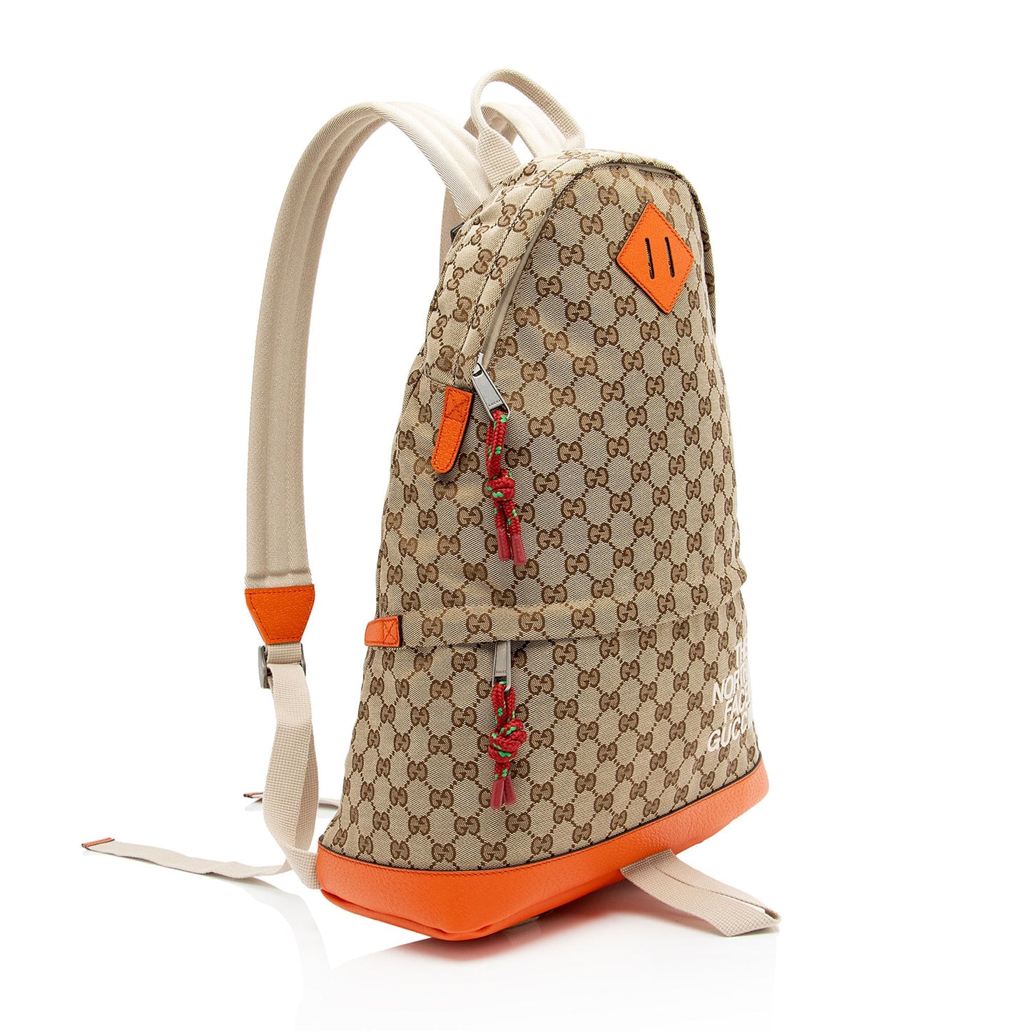 Gucci x North Face GG Backpack Leather Canvas Nylon Beige Shoulder Bag