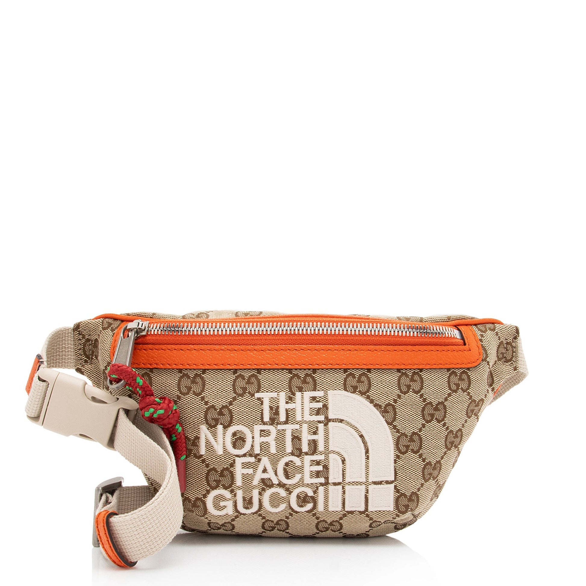 Gucci x North Face GG Belt Leather Canvas Nylon Beige Accessory