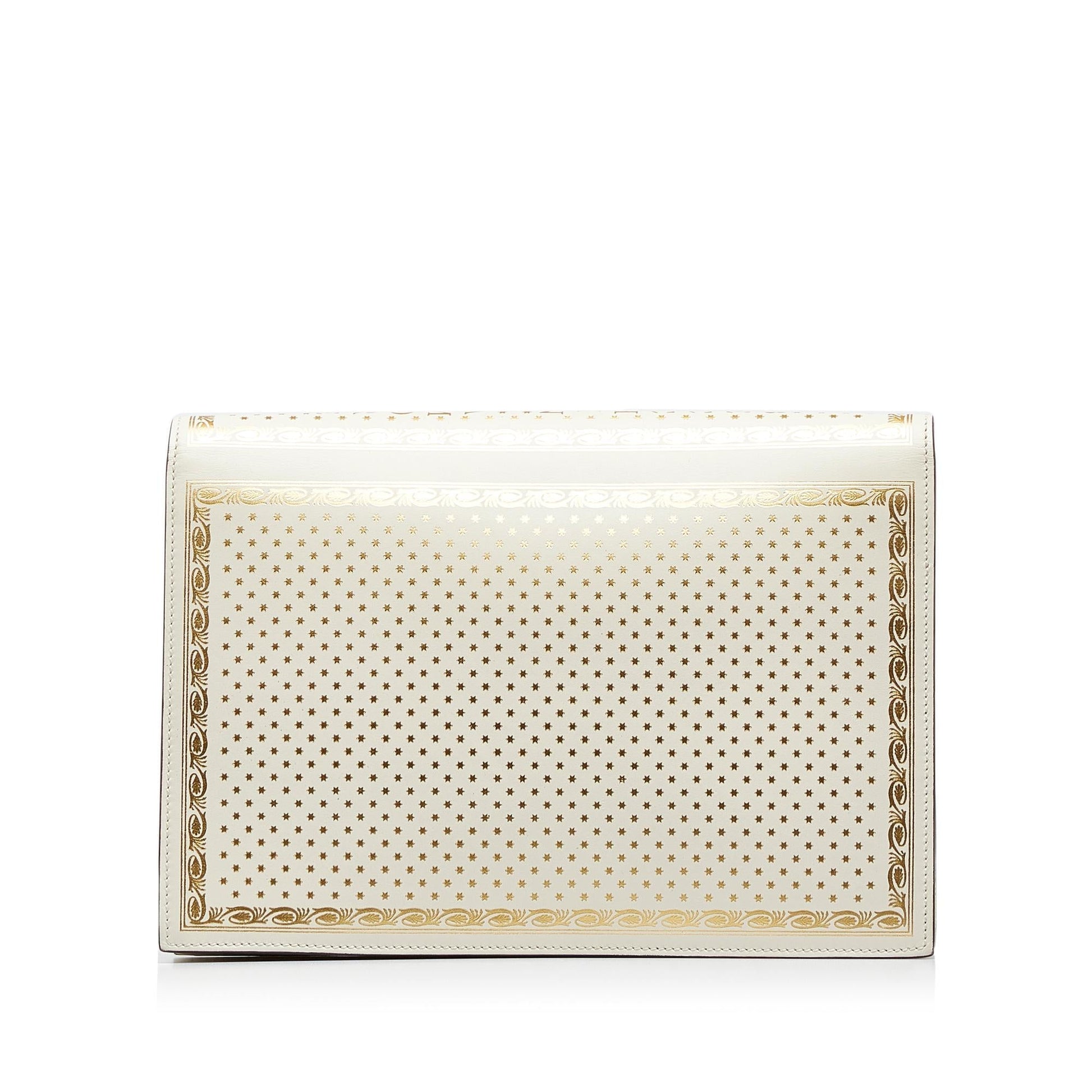 Gucci x SEGA Guccy Stars Portfolio Calf White Clutch Bag