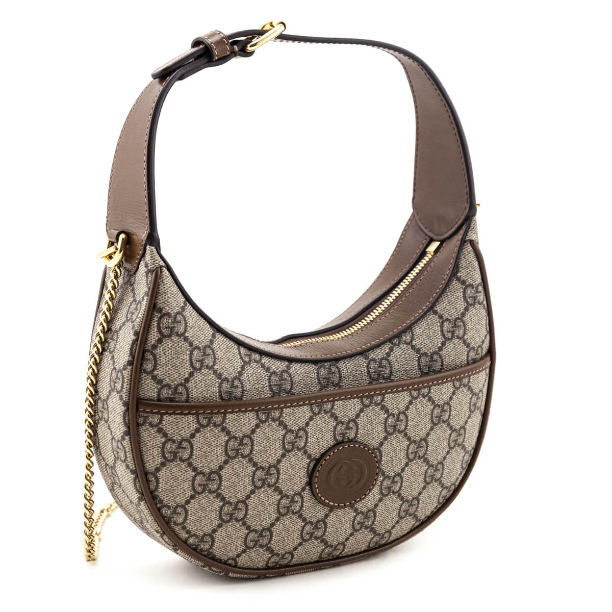 Gucci Beige GG Supreme Monogram Mini Retro Interlocking G Half Moon Bag