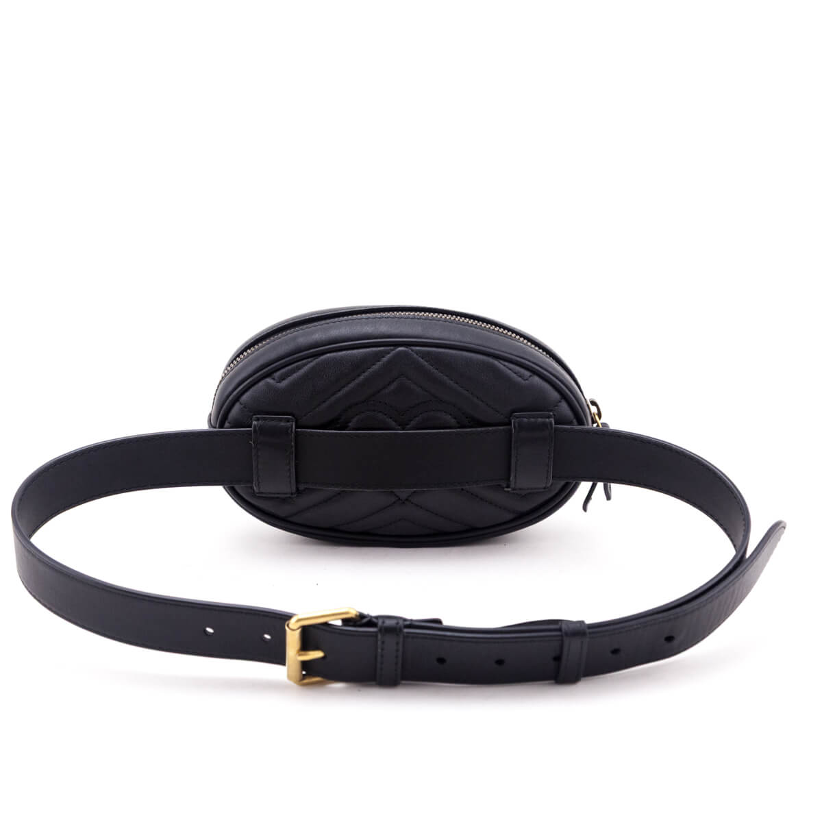 Gucci Black Calfskin Matelasse GG Marmont Belt Bag