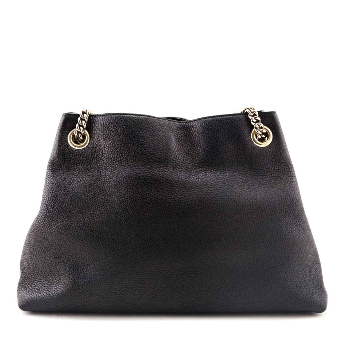 Gucci Black Pebbled Calfskin Medium Soho Chain Shoulder Bag