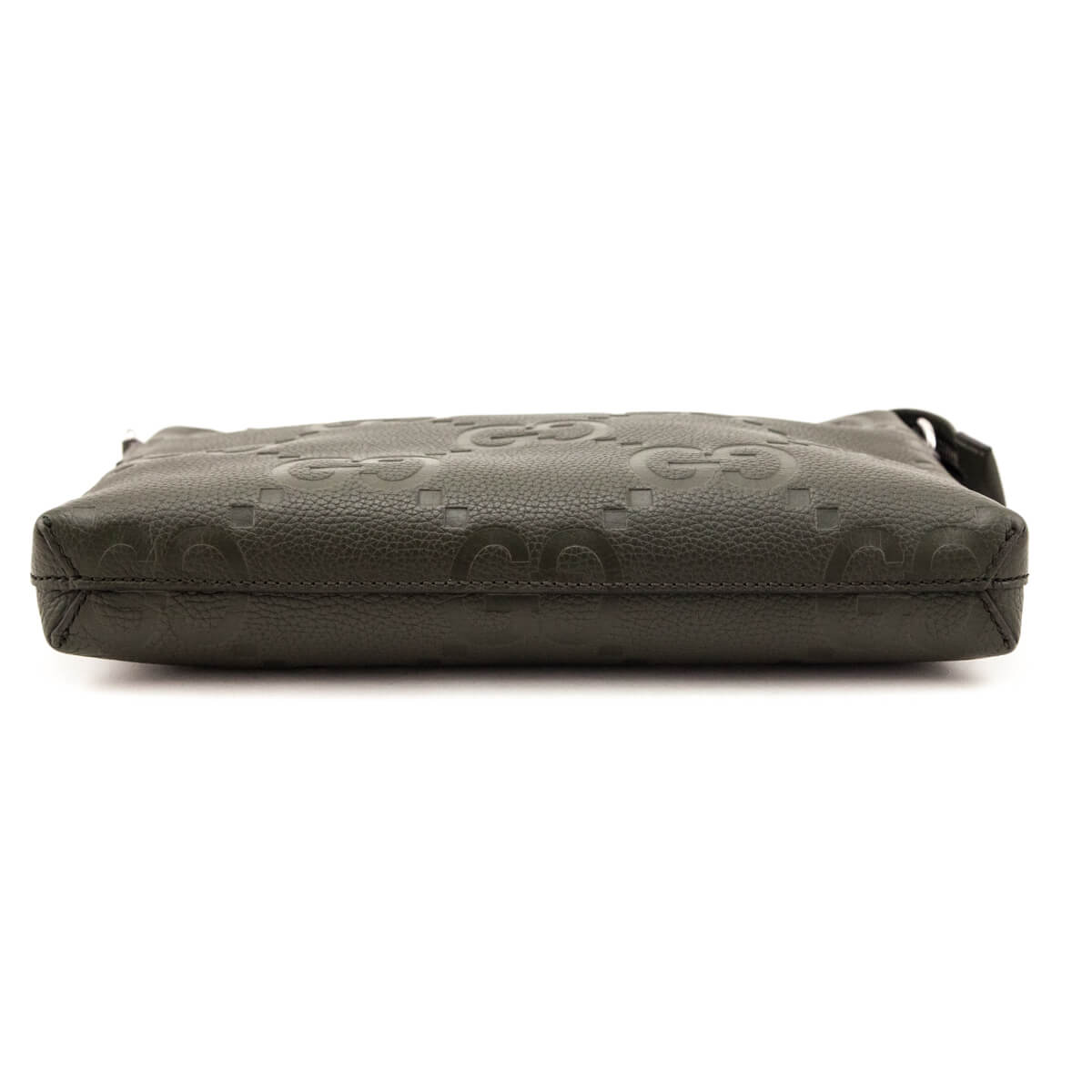 Gucci Dark Green Piuma Calfskin Jumbo GG Embossed Medium Wristlet Messenger Bag