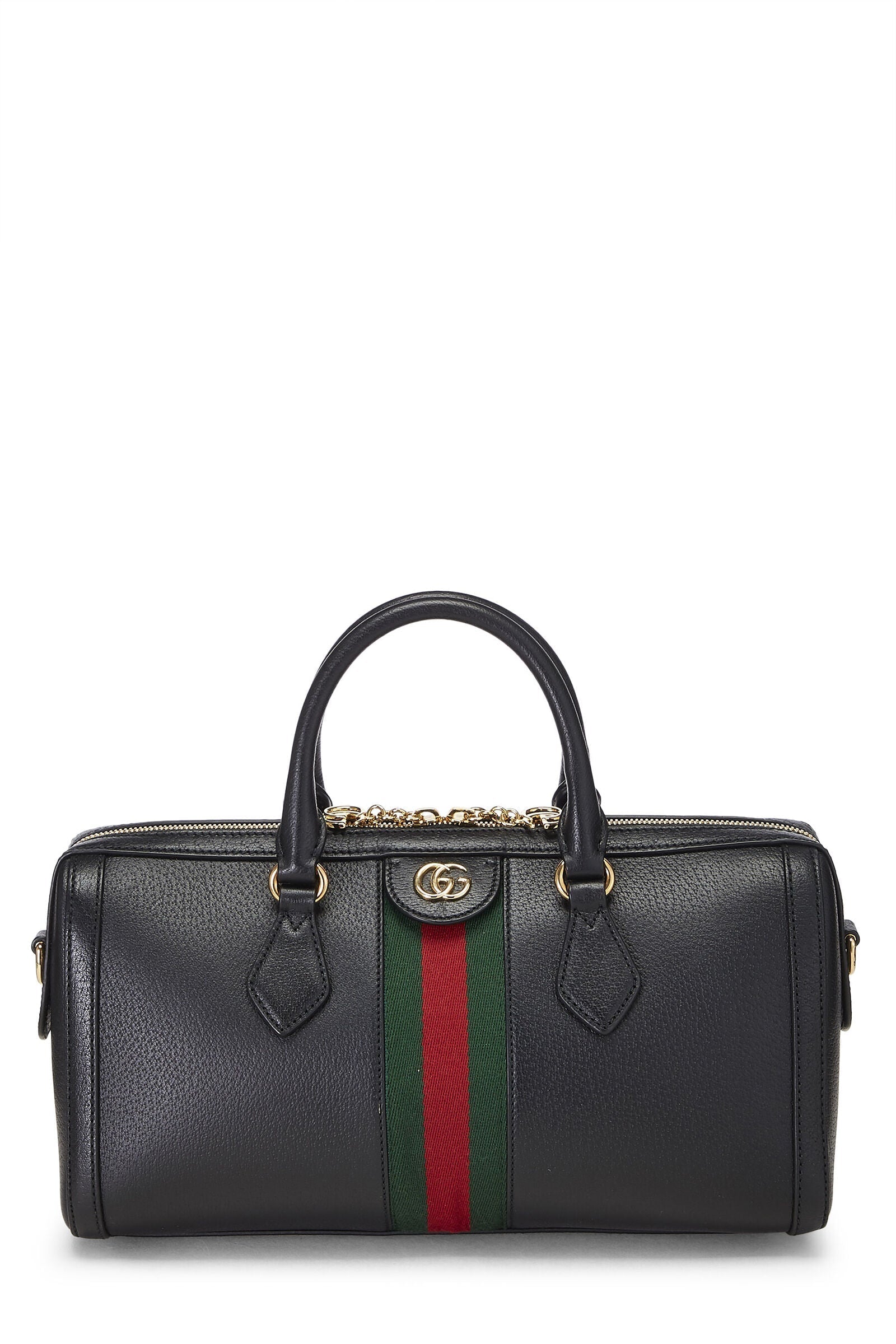 Gucci OPHIDIA Leather Black Top Handle Travel Bag