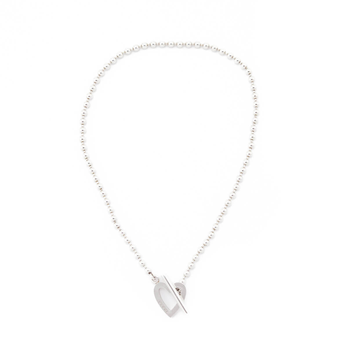 Gucci Sterling Silver Boule Heart Toggle Necklace