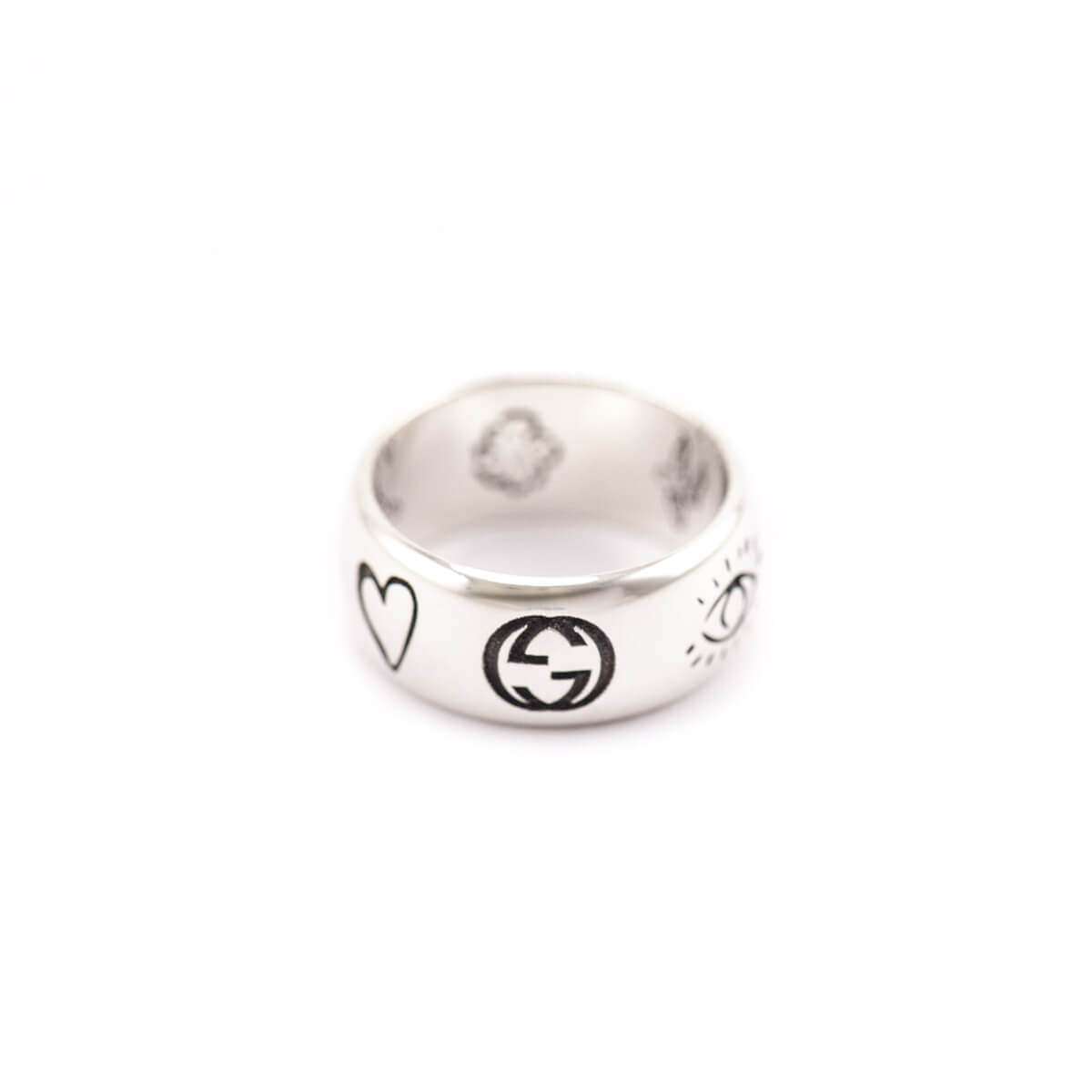 Gucci Sterling Silver Wide Blind for Love Band Ring