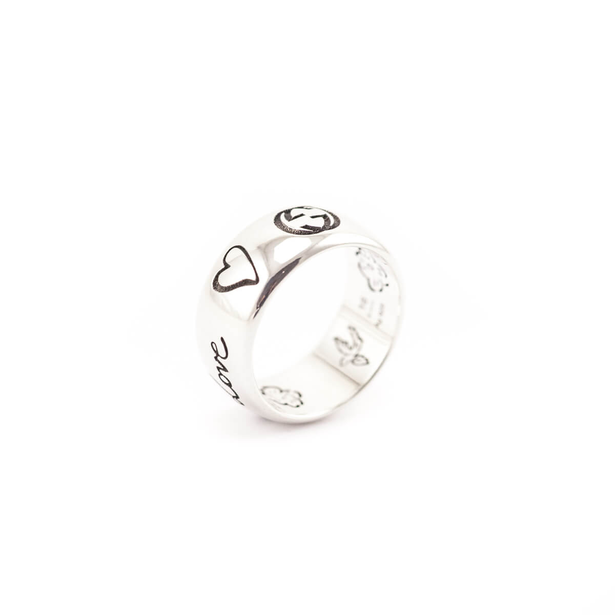 Gucci Sterling Silver Wide Blind for Love Band Ring