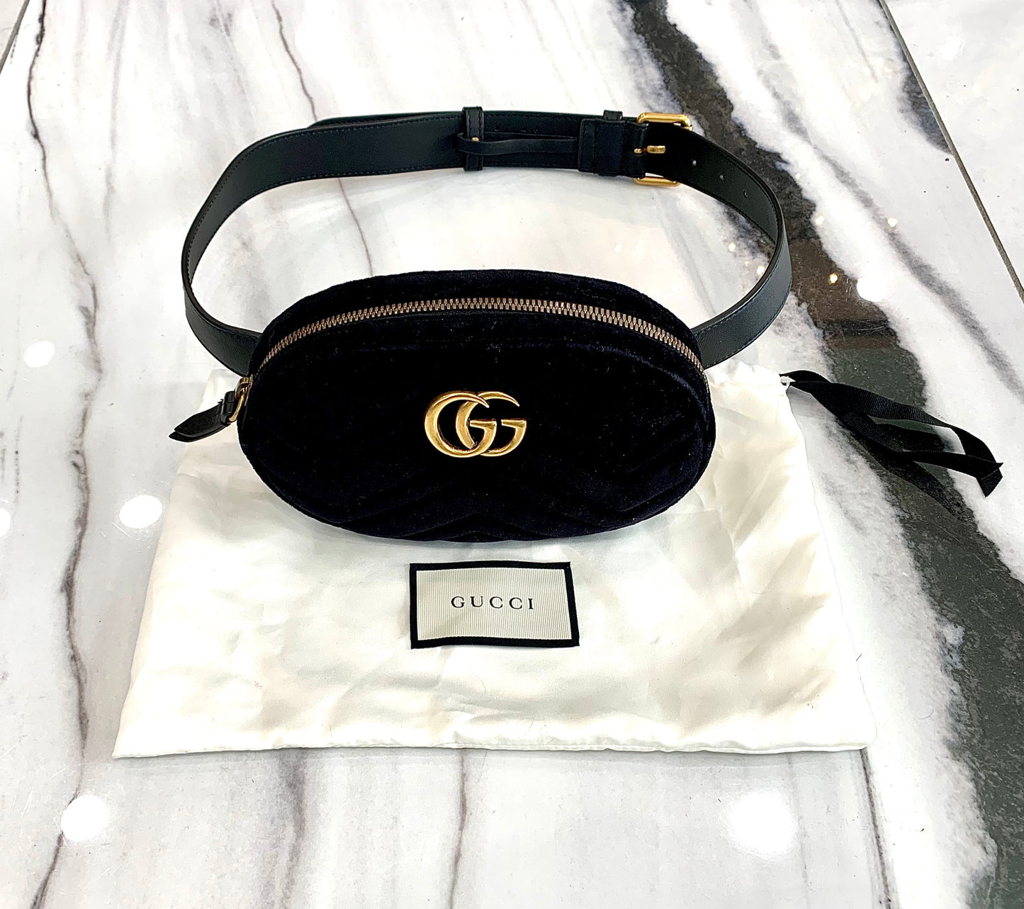 Gucci VELVET GG MARMONT Matelasse Belt