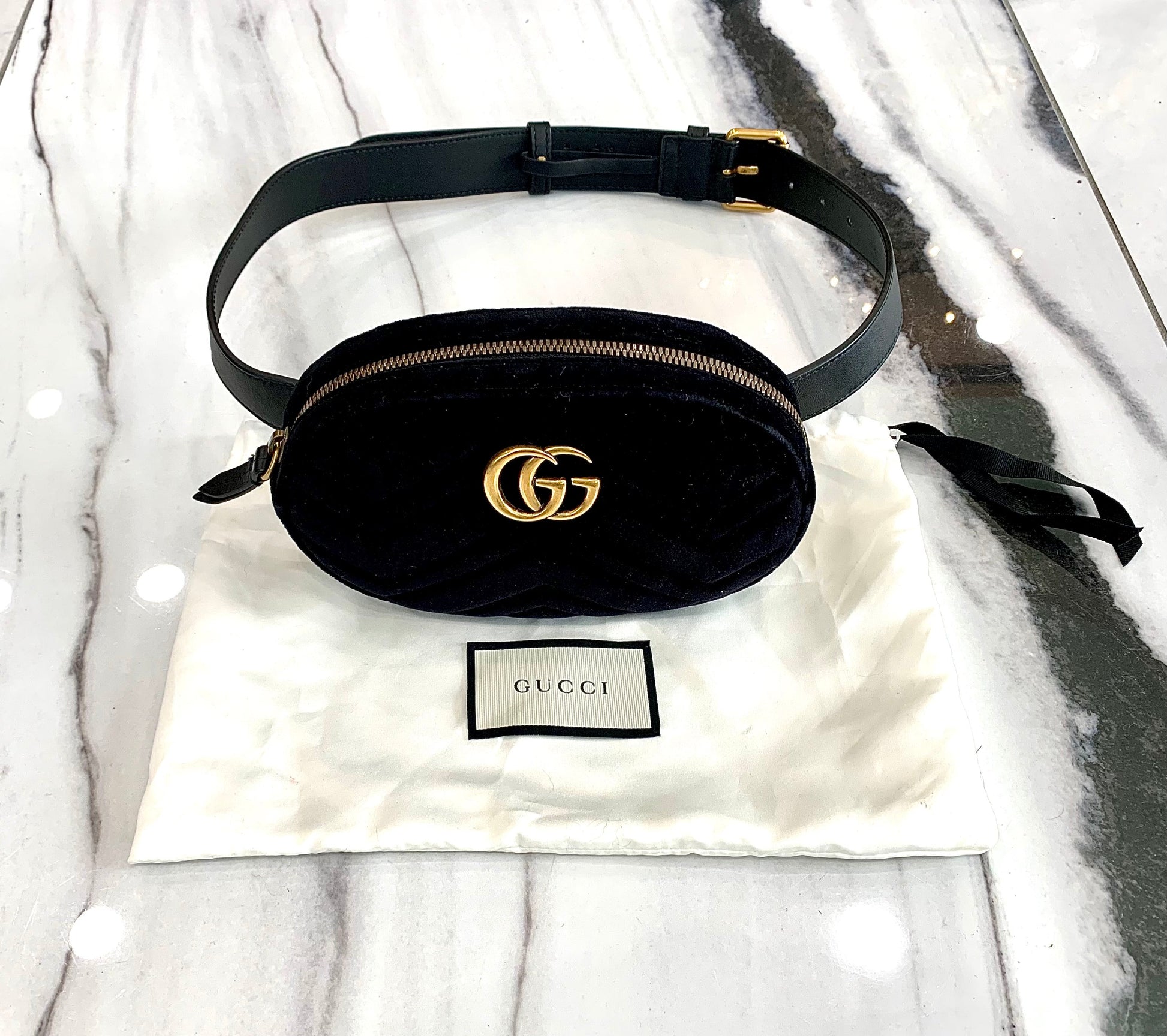 Gucci VELVET GG MARMONT Matelasse Belt