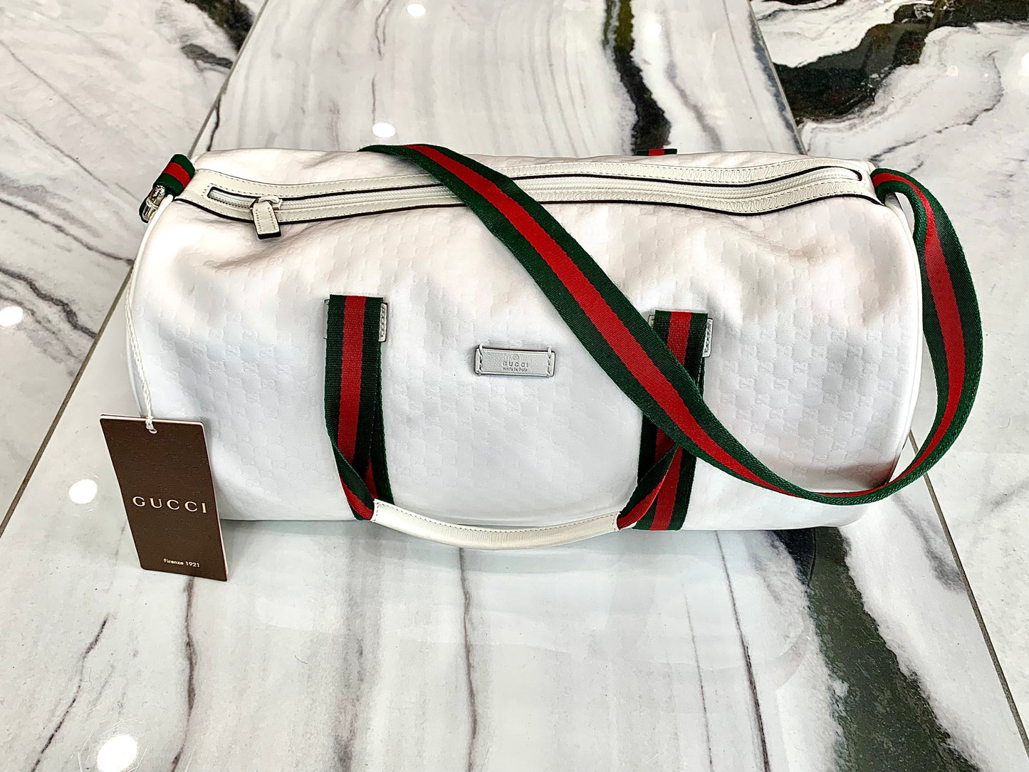 Gucci MICRO GG WEB DUFFEL Nylon Travel Bag