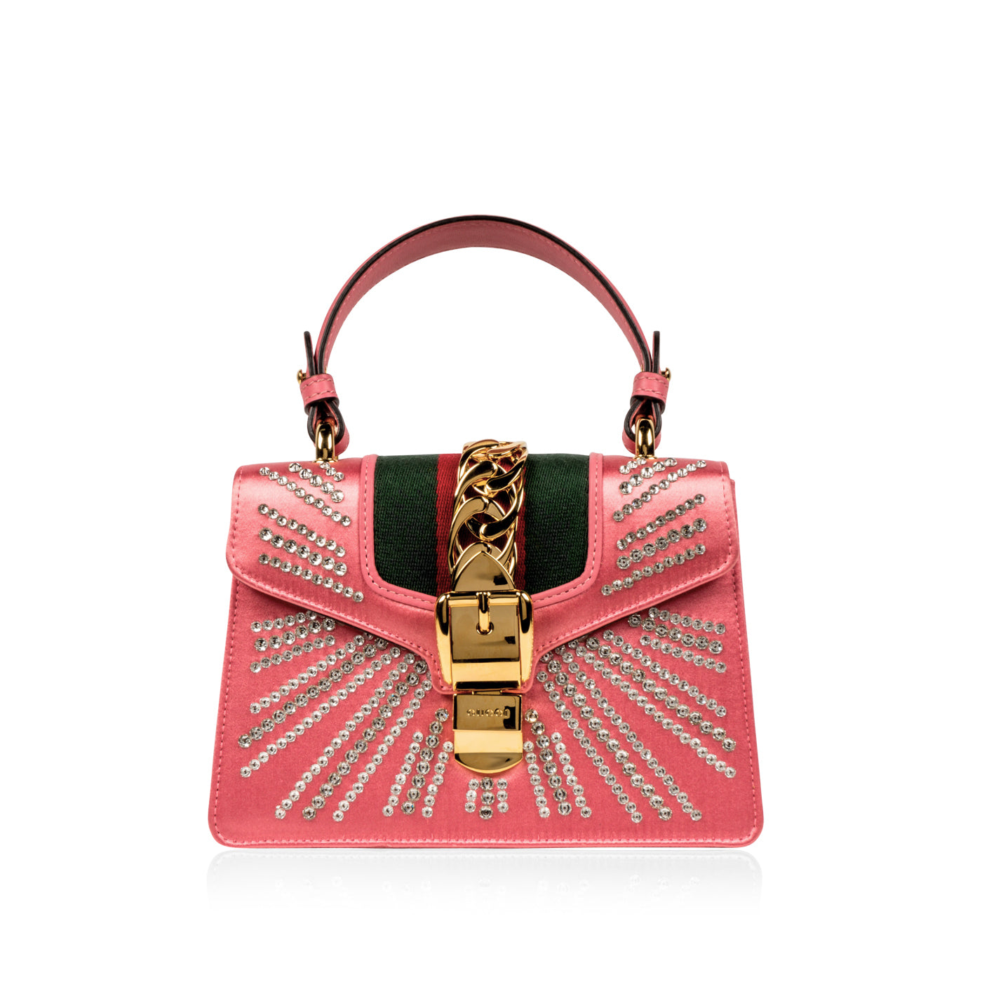 Gucci Sylvie Embellished Shoulder Bag Pink Mini