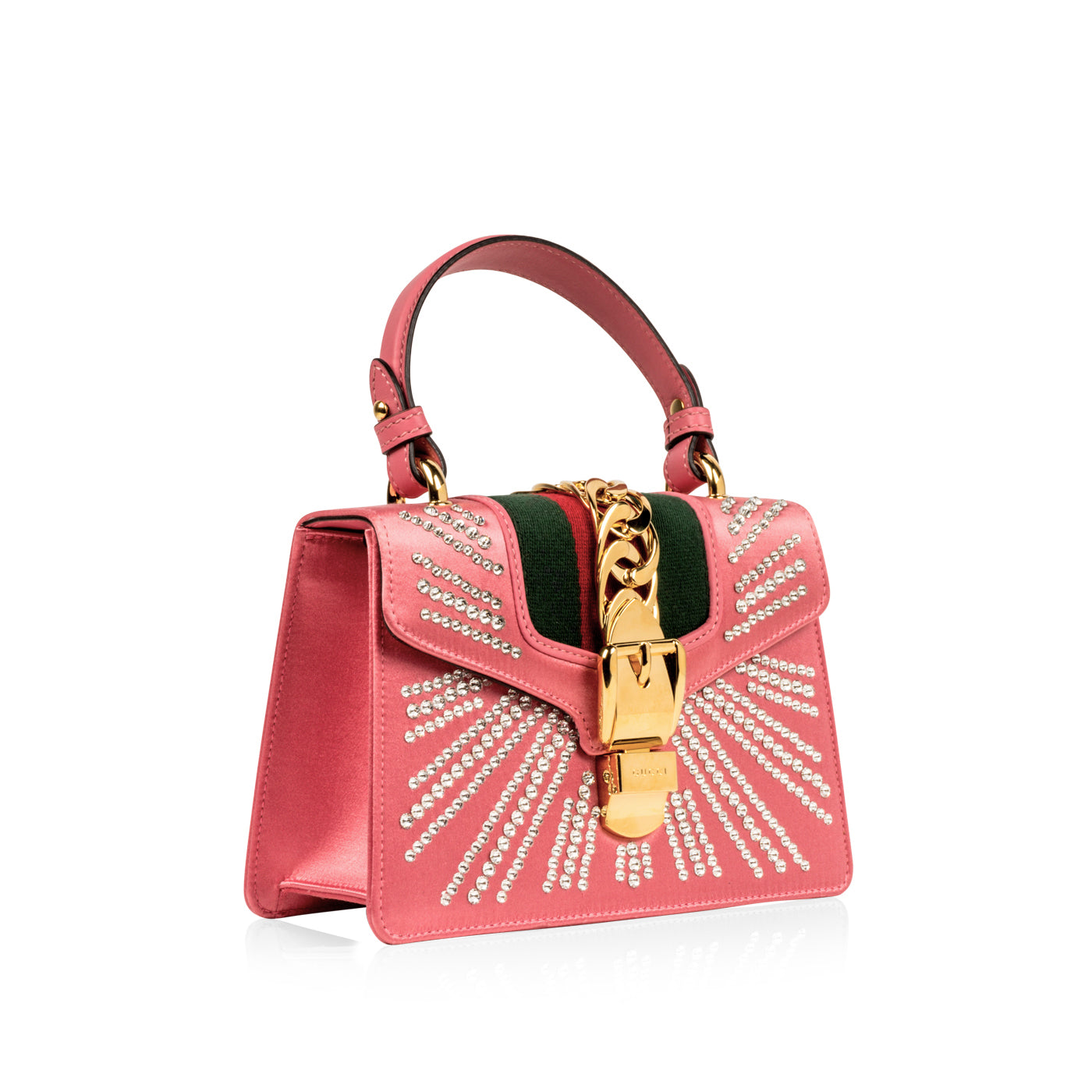 Gucci Sylvie Embellished Shoulder Bag Pink Mini