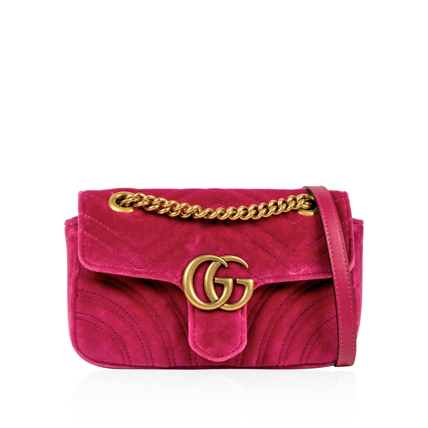 Gucci Velvet Marmont Fuschia Shoulder Bag Mini