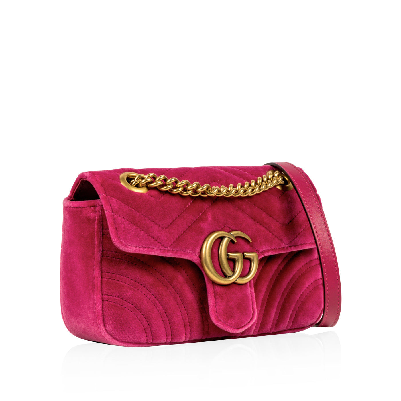 Gucci Velvet Marmont Fuschia Shoulder Bag Mini