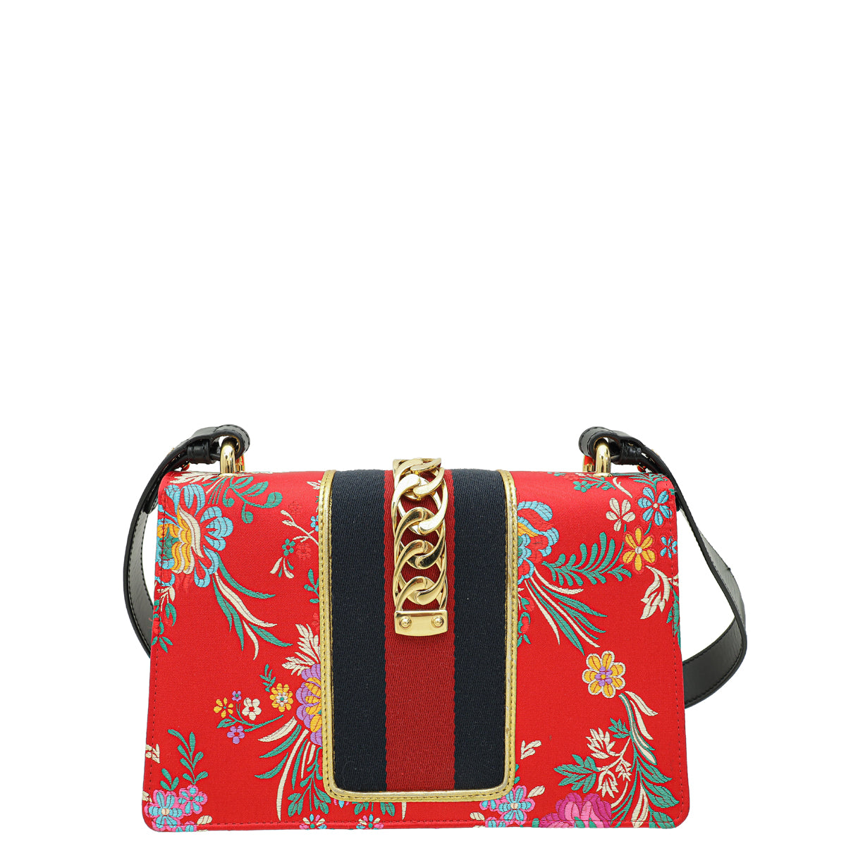Gucci Multicolor Sylvie Jacquard Floral Small Shoulder Bag