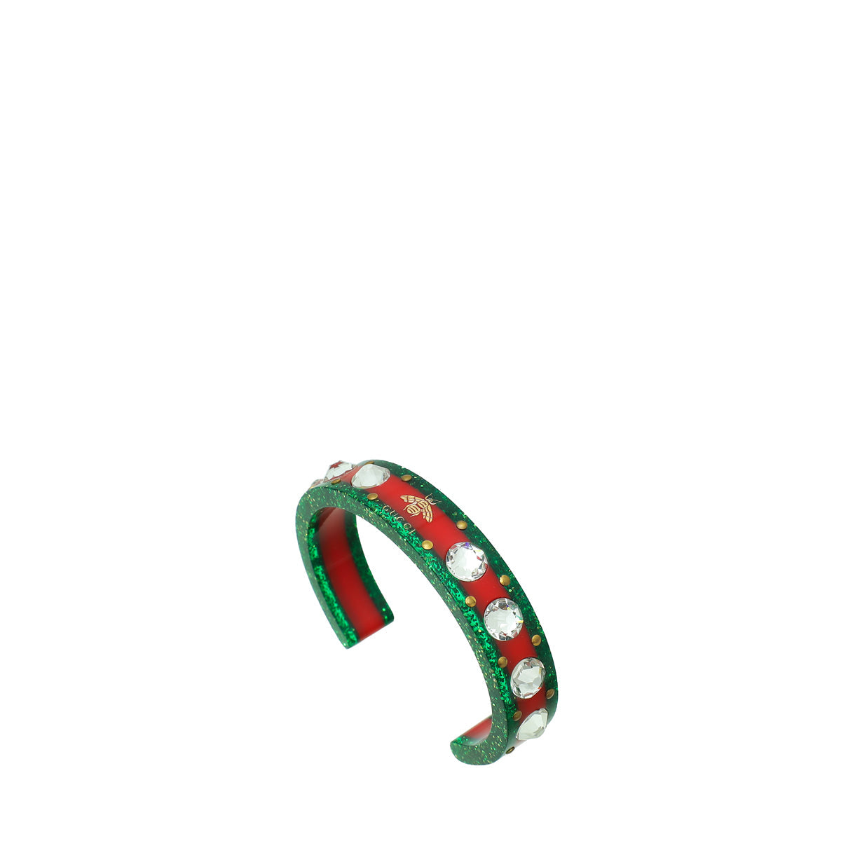 Gucci Bicolor Crystal Resin Bee Web Cuff 16