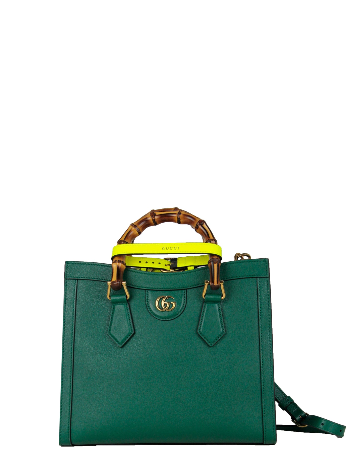 Gucci Emerald Green Small Calfskin Leather Diana Bamboo Bag w/ Strap