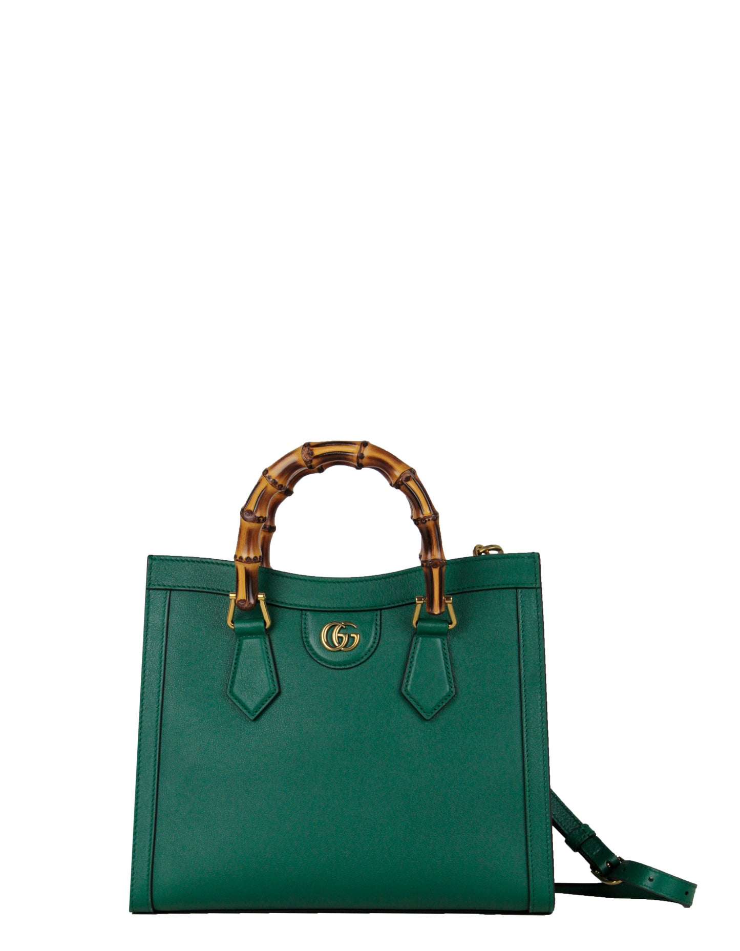 Gucci Emerald Green Small Calfskin Leather Diana Bamboo Bag w/ Strap