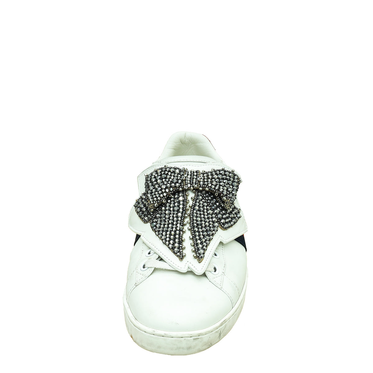 Gucci White Ace Removable Crystal Bow Sneakers 39