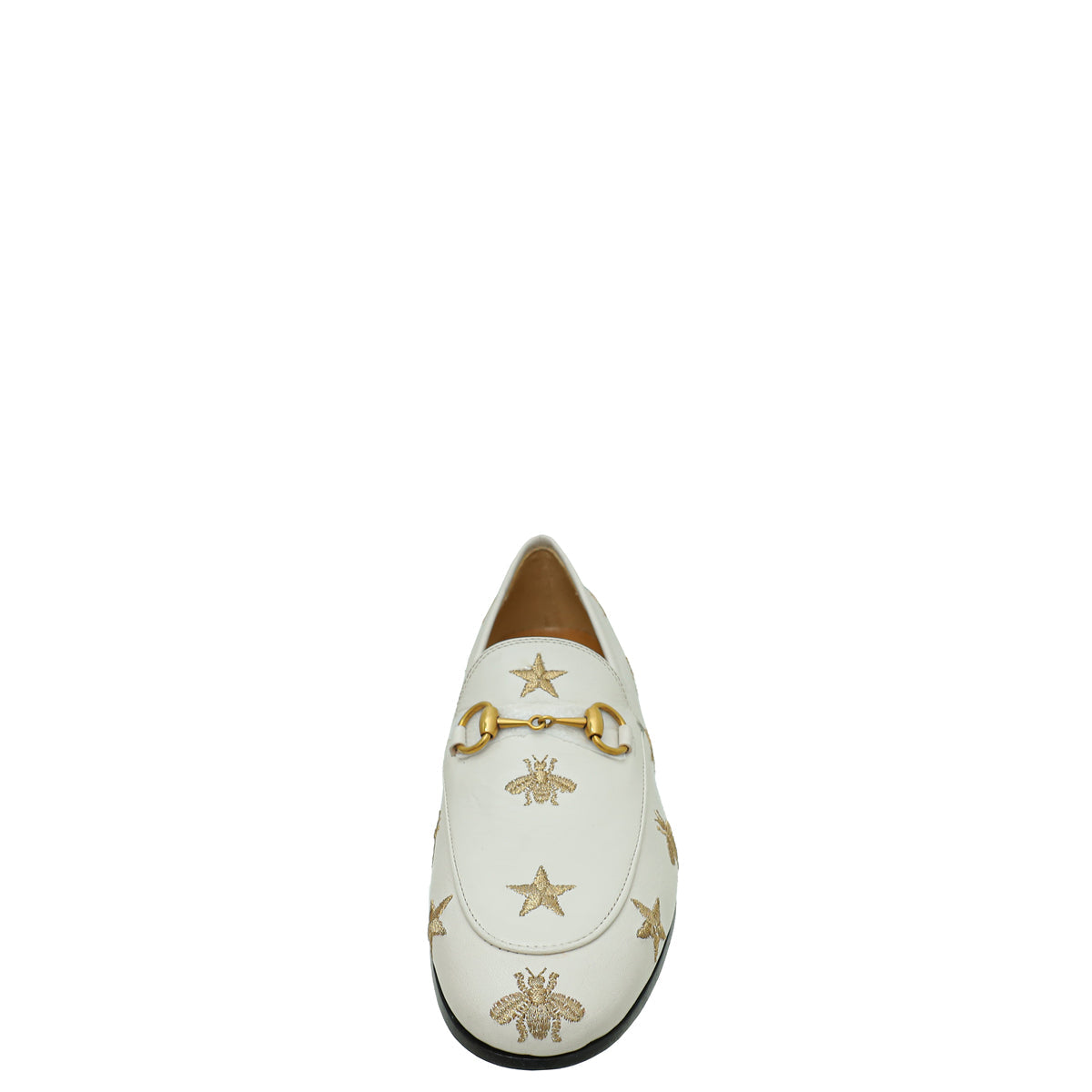 Gucci Mystic White Bee Star Embroidered Jord n Horsebit Loafer 36.5