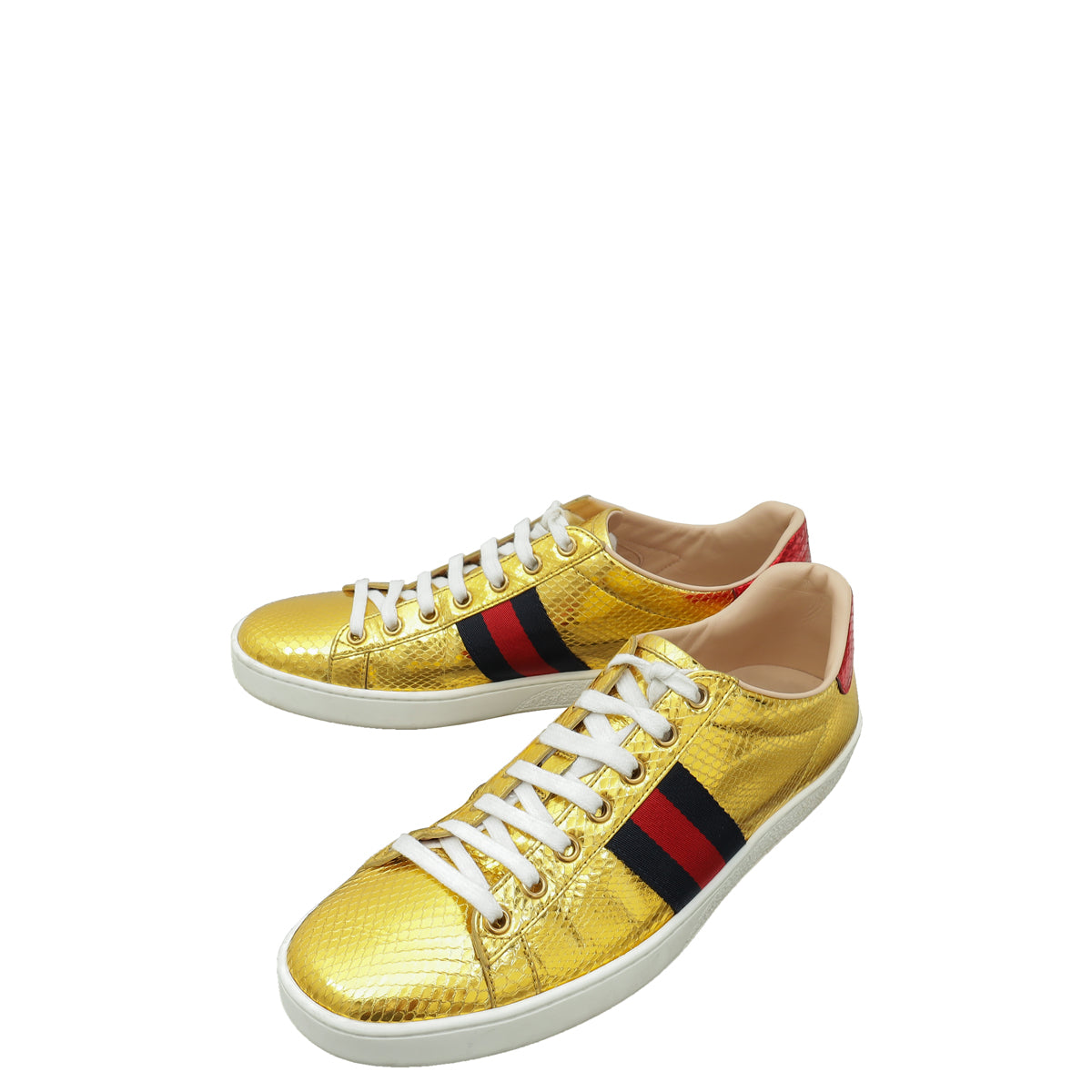 Gucci Gold Ace Metallic Python Sneaker 39.5