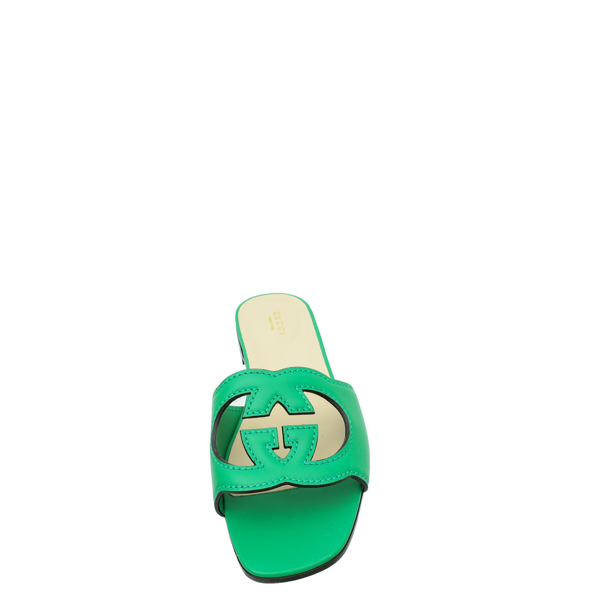 Gucci Green Interlocking G Cutout Flat Sandal 39