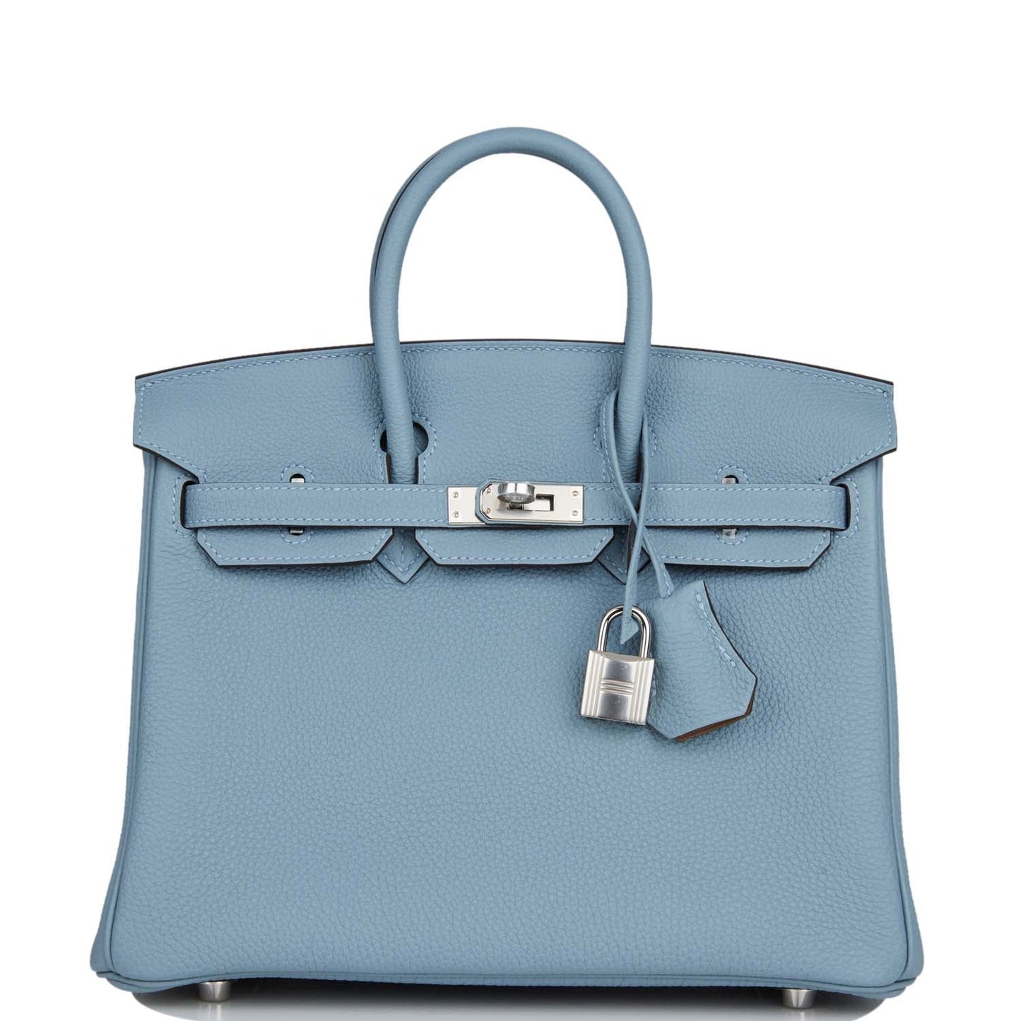 Hermes Birkin Bleu Lin Verso Togo Palladium Hardware Travel Bag Palladium Hardware