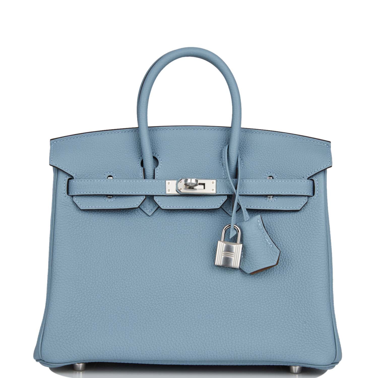 Hermes Birkin Bleu Lin Verso Togo Palladium Hardware Travel Bag 1 Lh