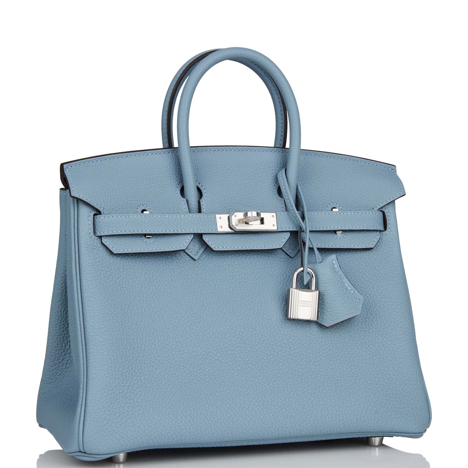 Hermes Birkin Bleu Lin Verso Togo Palladium Hardware Travel Bag Palladium Hardware