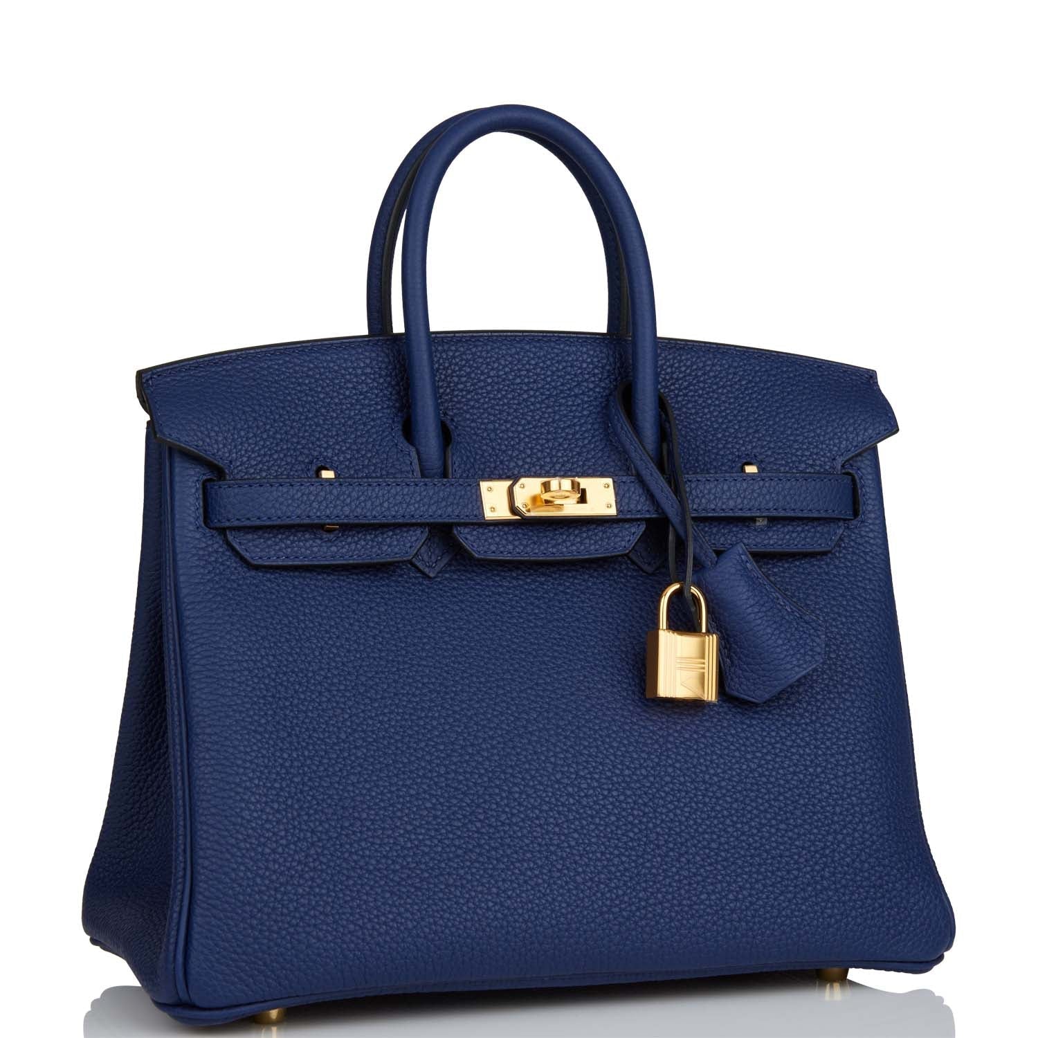 Hermes Birkin Bleu Saphir Togo Hardware Handbag Gold Travel Bag