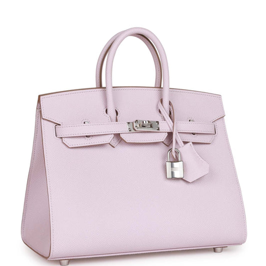 Hermes Birkin Sellier Mauve Pale Epsom Palladium Hardware Handbag Travel Bag
