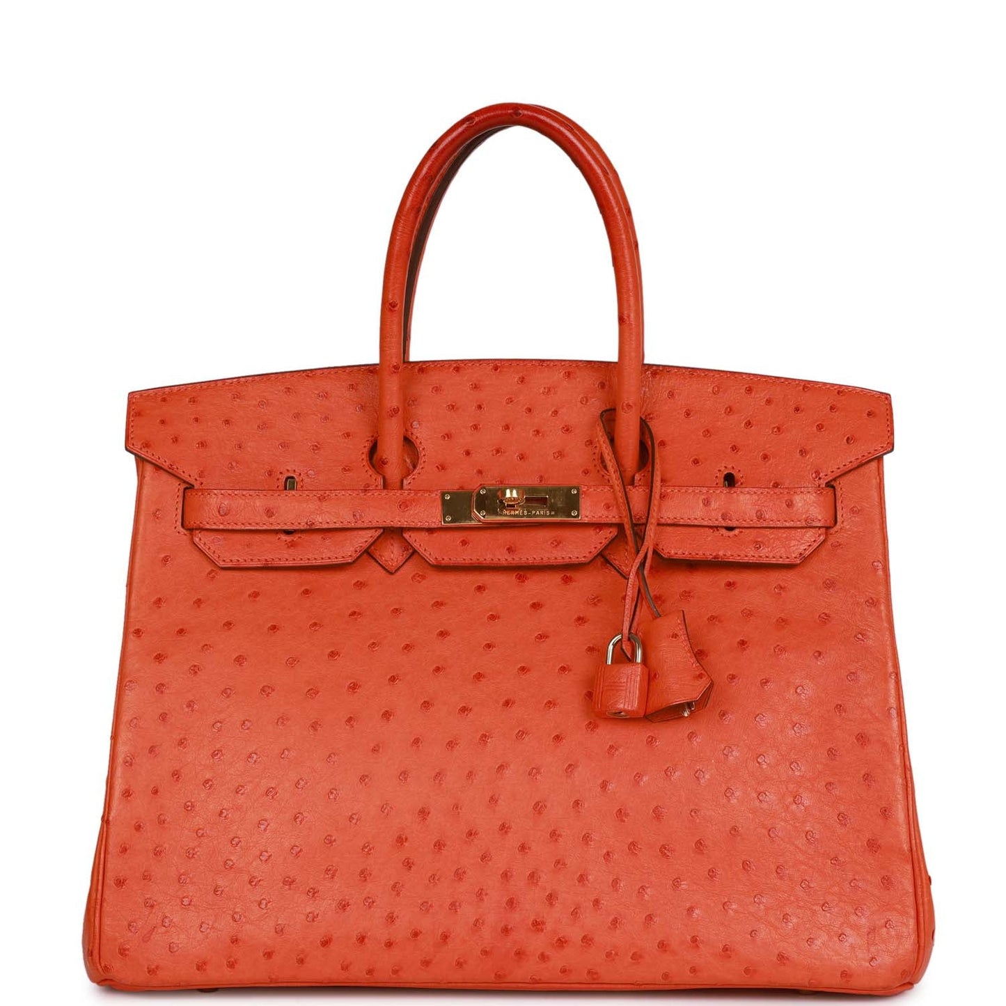 Hermes Birkin Tangerine Ostrich Hardware Handbag Gold Travel Bag Gold Hardware 2