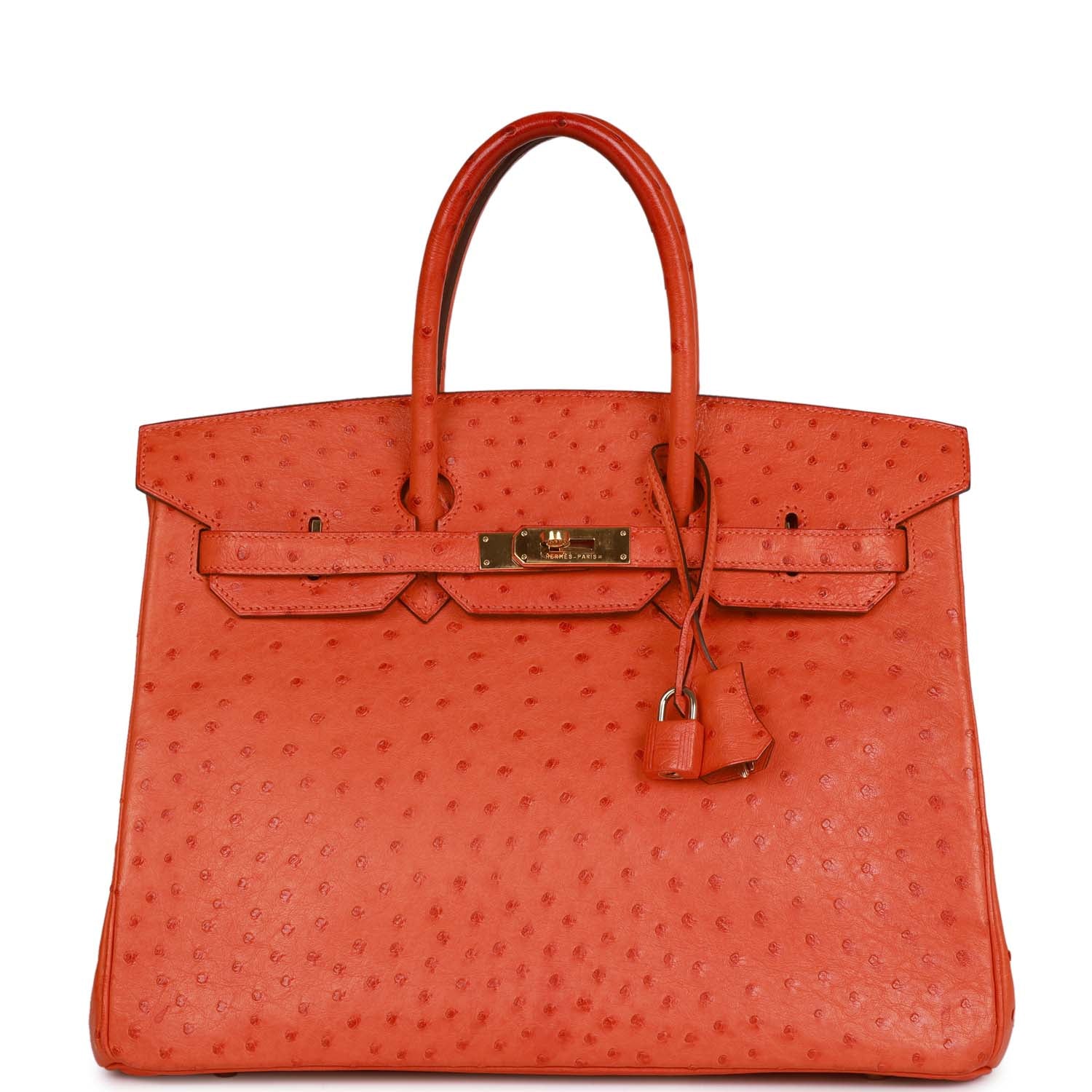 Hermes Birkin Tangerine Ostrich Hardware Handbag Gold Travel Bag Gold Hardware 2