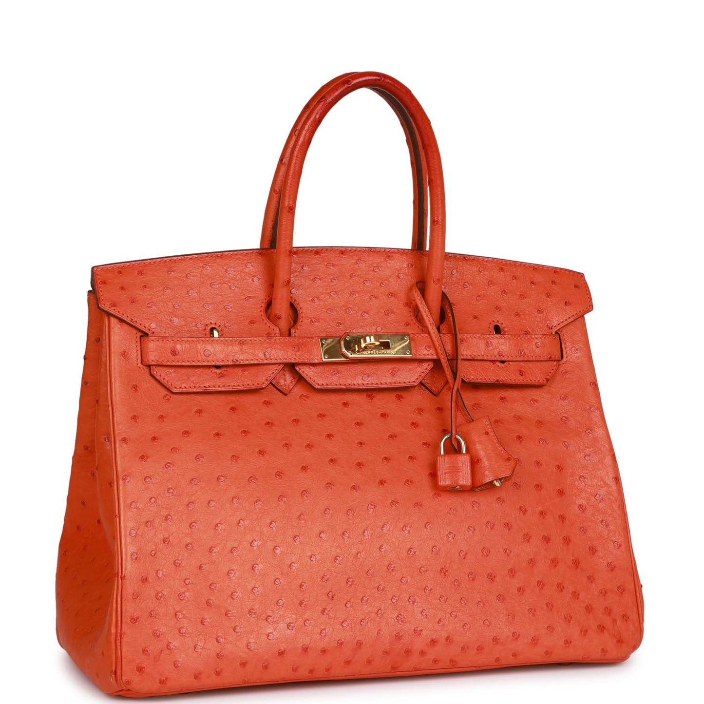 Hermes Birkin Tangerine Ostrich Hardware Handbag Gold Travel Bag Gold Hardware 2