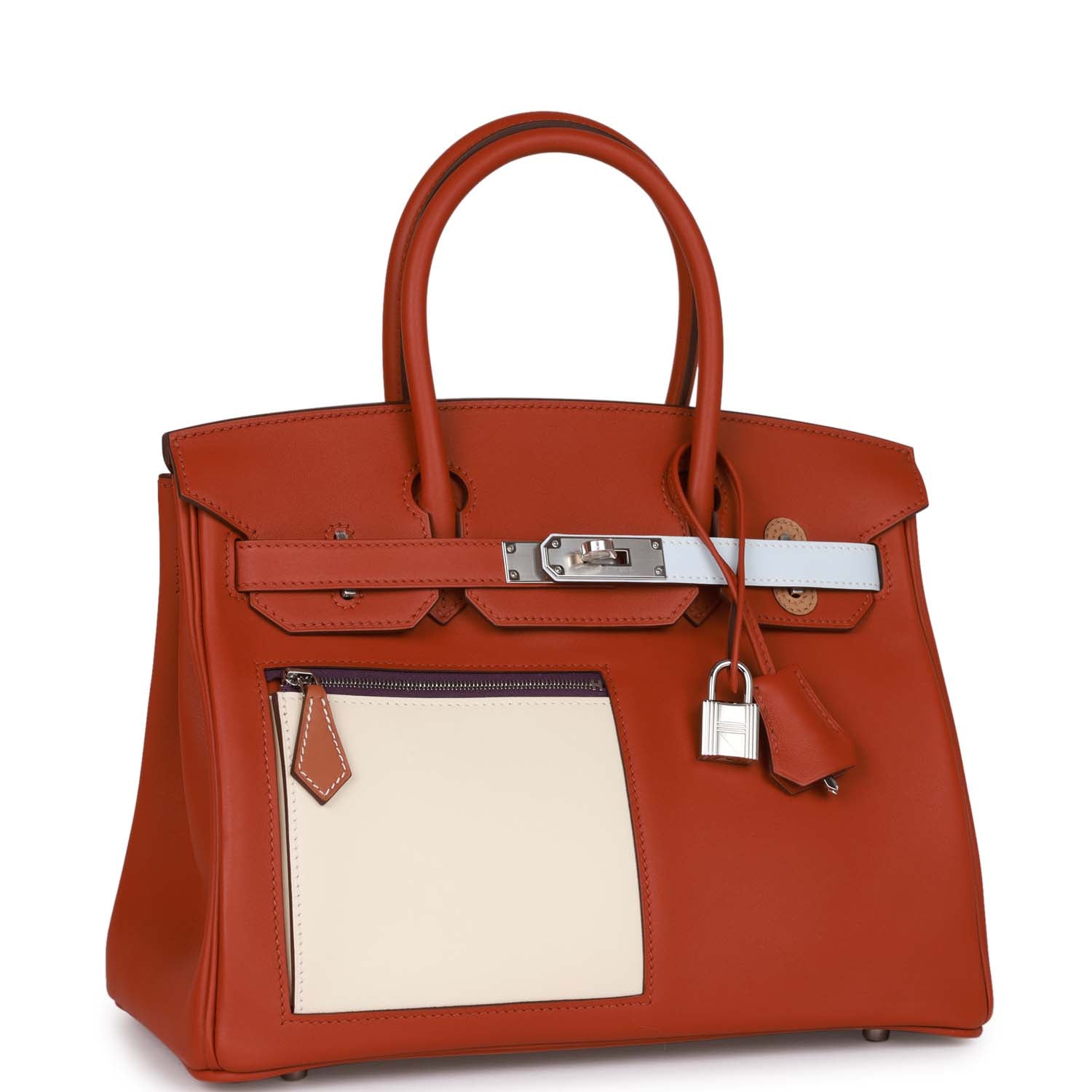Hermes Colormatic Birkin Cuivre Nata And Bleu Brume Swift Travel Bag