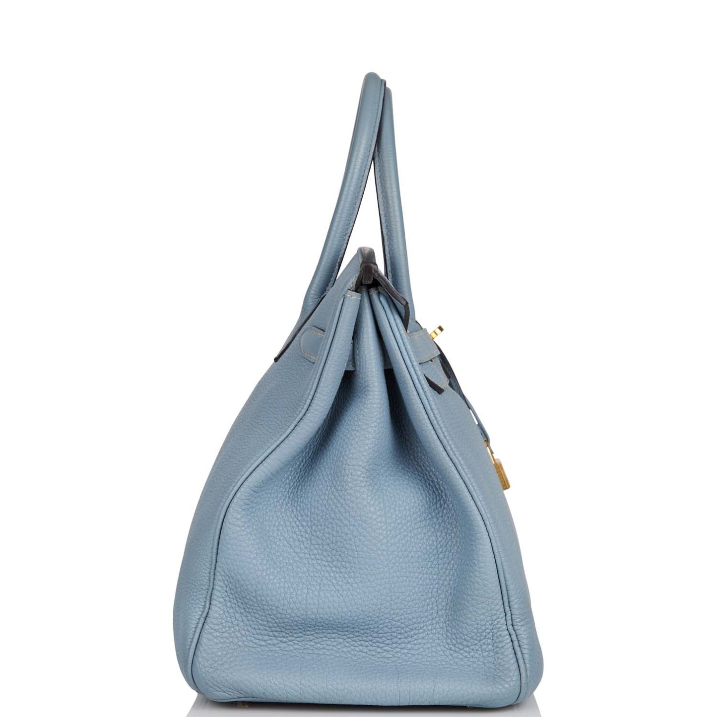 Hermes Birkin Bleu Lin Togo Hardware Handbag Gold Travel Bag