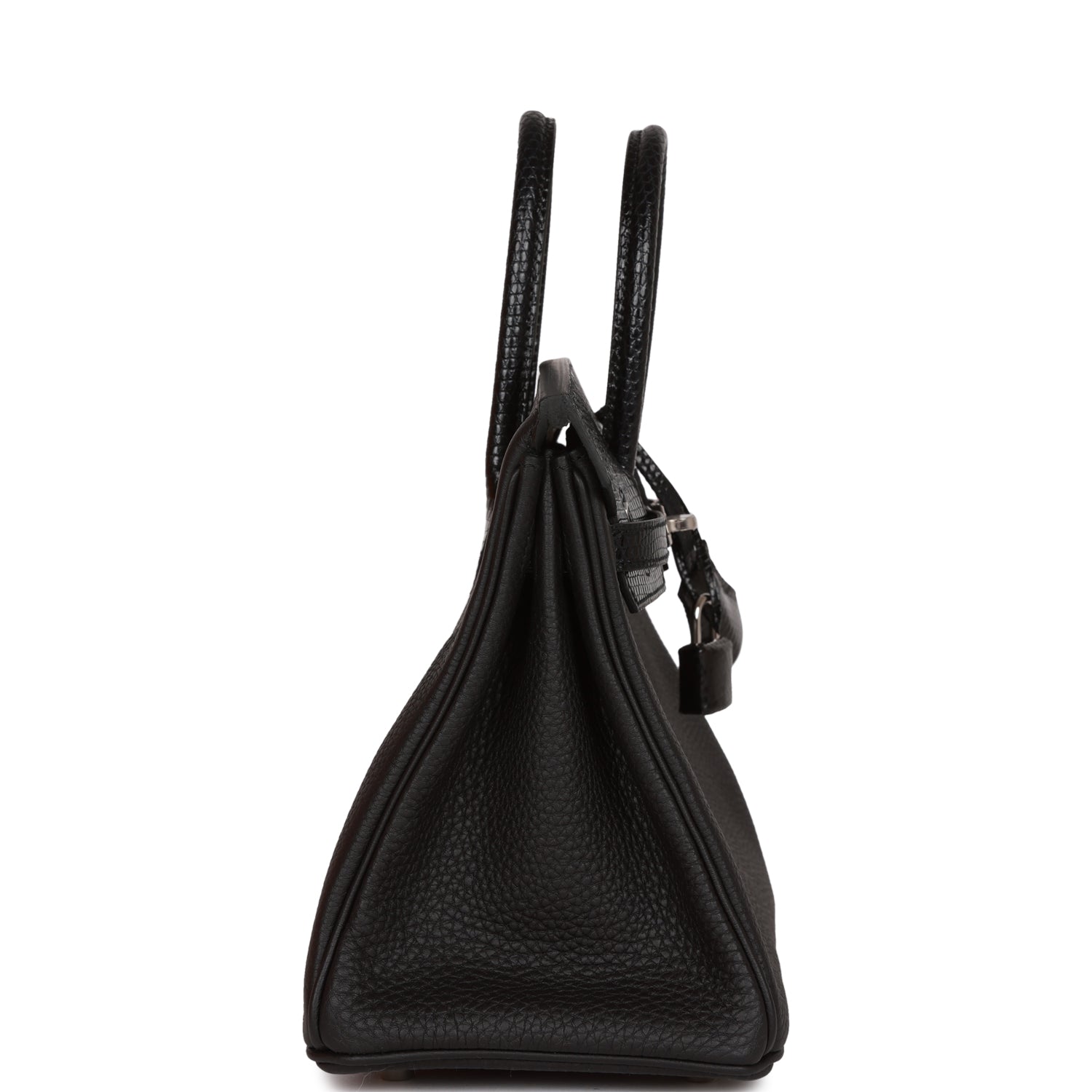 Hermes Birkin Lizard And Togo Touch Palladium Hardware Handbag Black Travel Bag