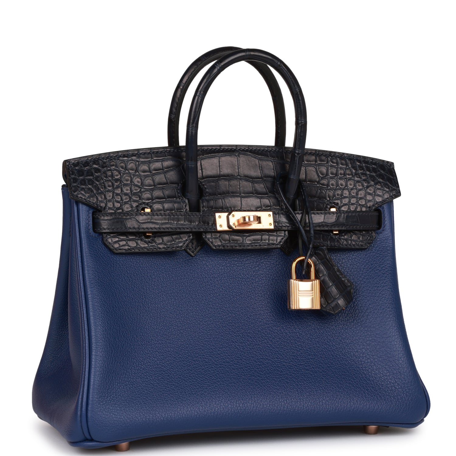 Hermes Birkin Bleu Saphir And Marine Matte Alligator Gold Travel Bag