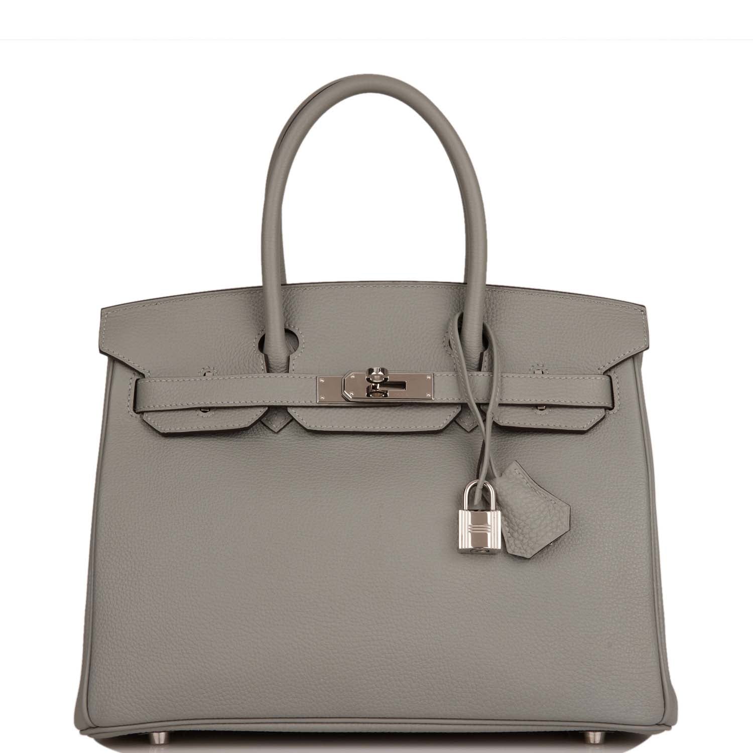 Hermes Birkin Gris Mouette Togo Palladium Hardware Handbag Travel Bag
