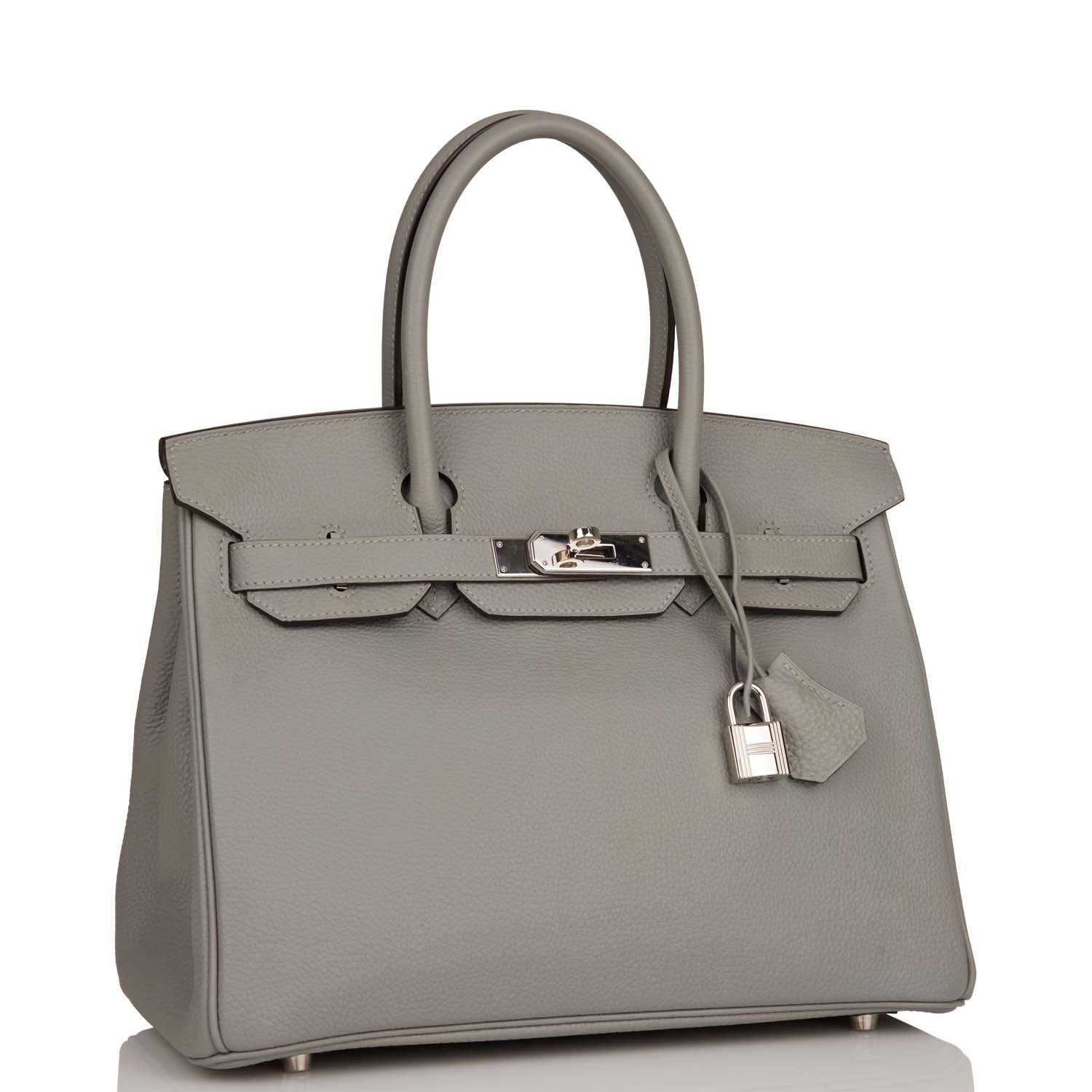Hermes Birkin Gris Mouette Togo Palladium Hardware Handbag Travel Bag