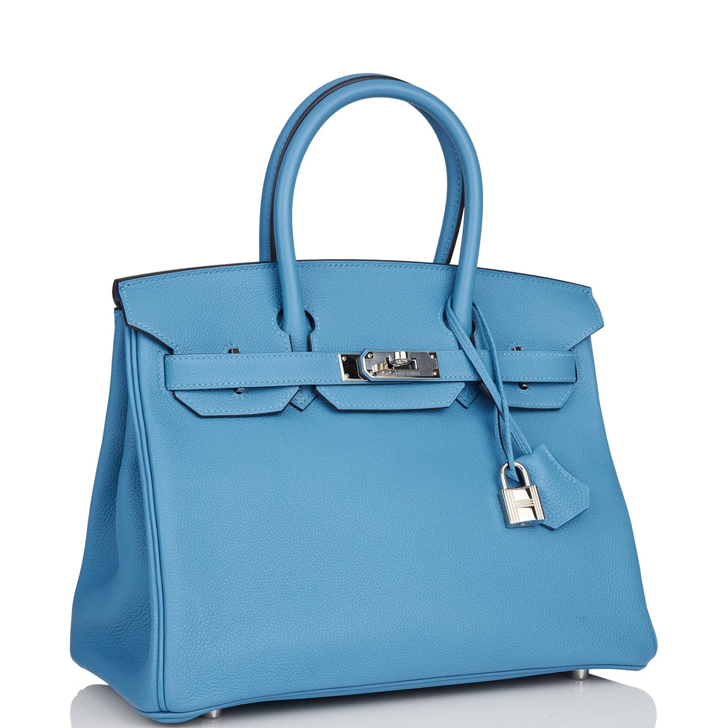 Hermes Birkin Bleu Azur Togo Palladium Hardware Handbag Travel Bag
